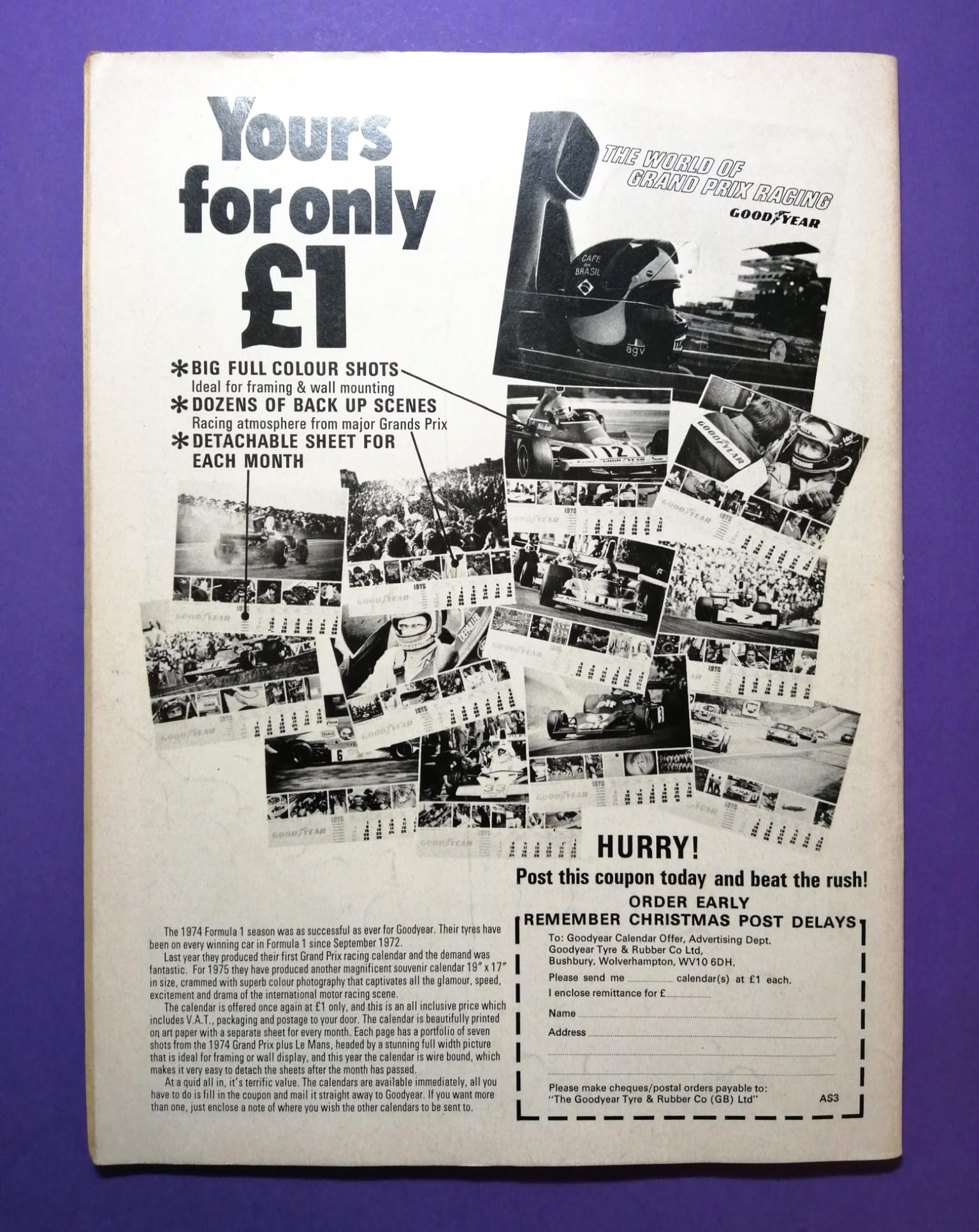 alte Zeitschrift Magazin Heft Autosport, 19. Dezember 1974, Martini Porsche Carrera, Matra, Sportwagen WM, Formel 1,.. Englisch!