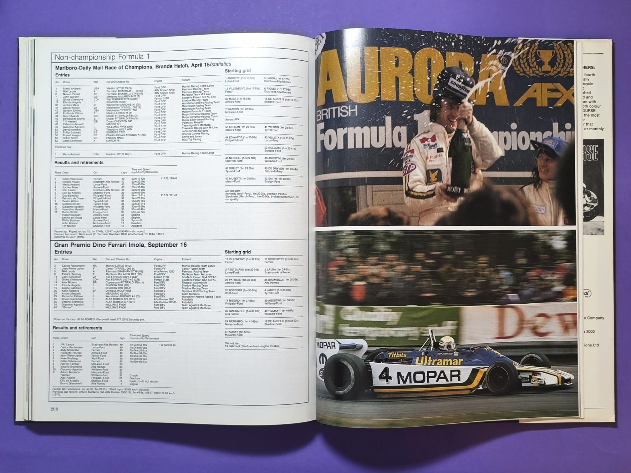 RARITÄT! altes Buch, Autocourse 1979-78, Motorsport, Formel 1, 2, 3, 24h LeMans, Indy 500, BMW M1 ProCar,.. Lauda, Scheckter, Villeneuve, Ferrari, Pironi,.. ENGLISCH!