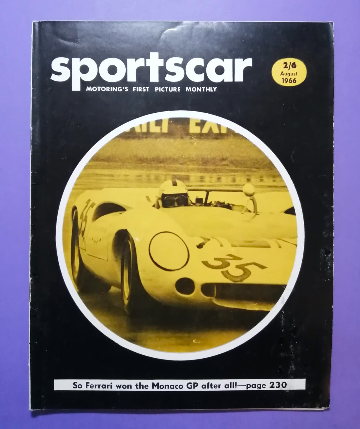 RARITÄT! alte Zeitschrift Magazin Heft, Sportscar, 08/1966, Formel 1 Monaco, Jochen Rindt, Roger Nathan, Mittelposter Jack Brabham,.. Englisch!
