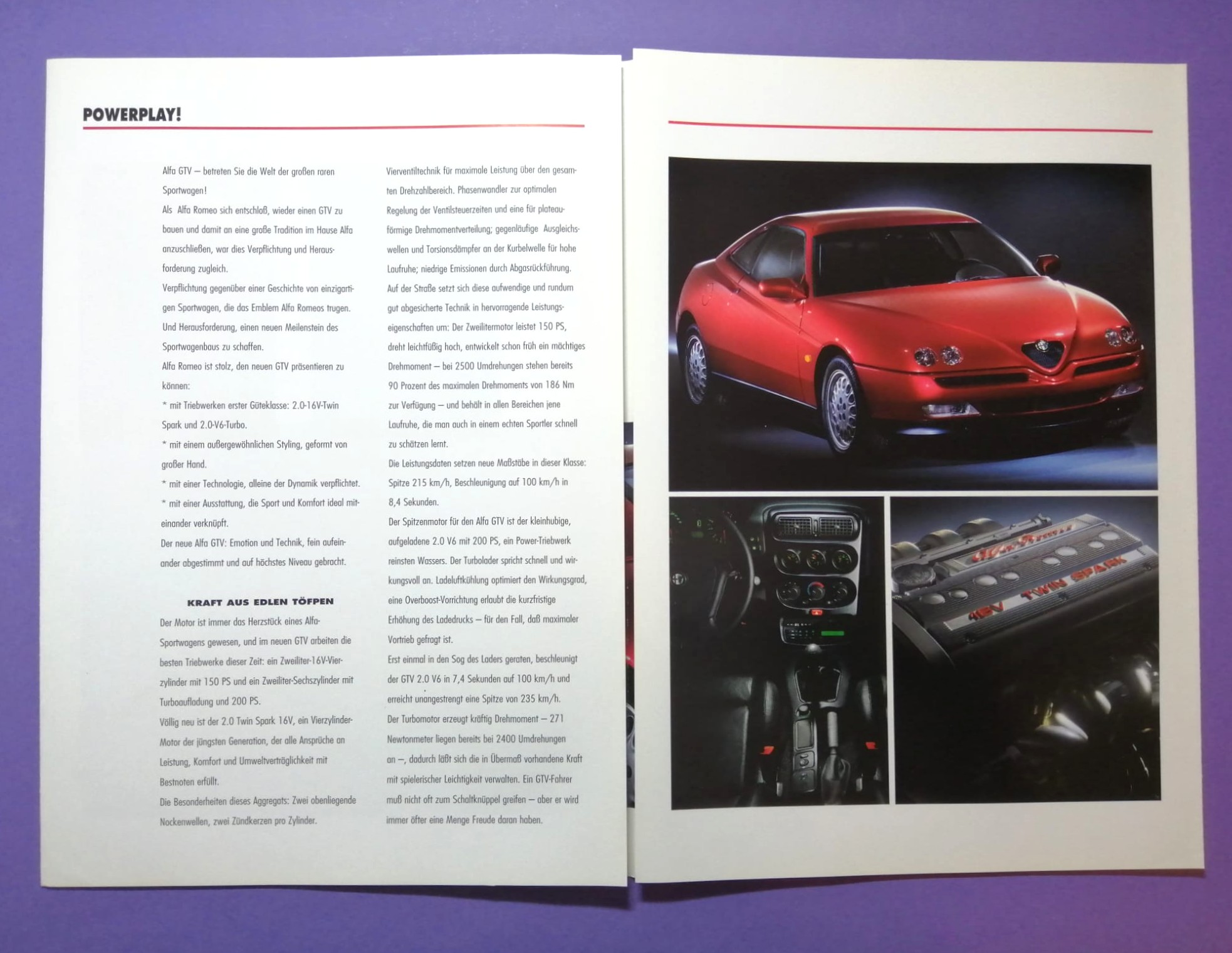 altes Original Autoprospekt, Alfa-Romeo GTV Coupe, V6.., aus dem Jahr 1997, 2 teilig