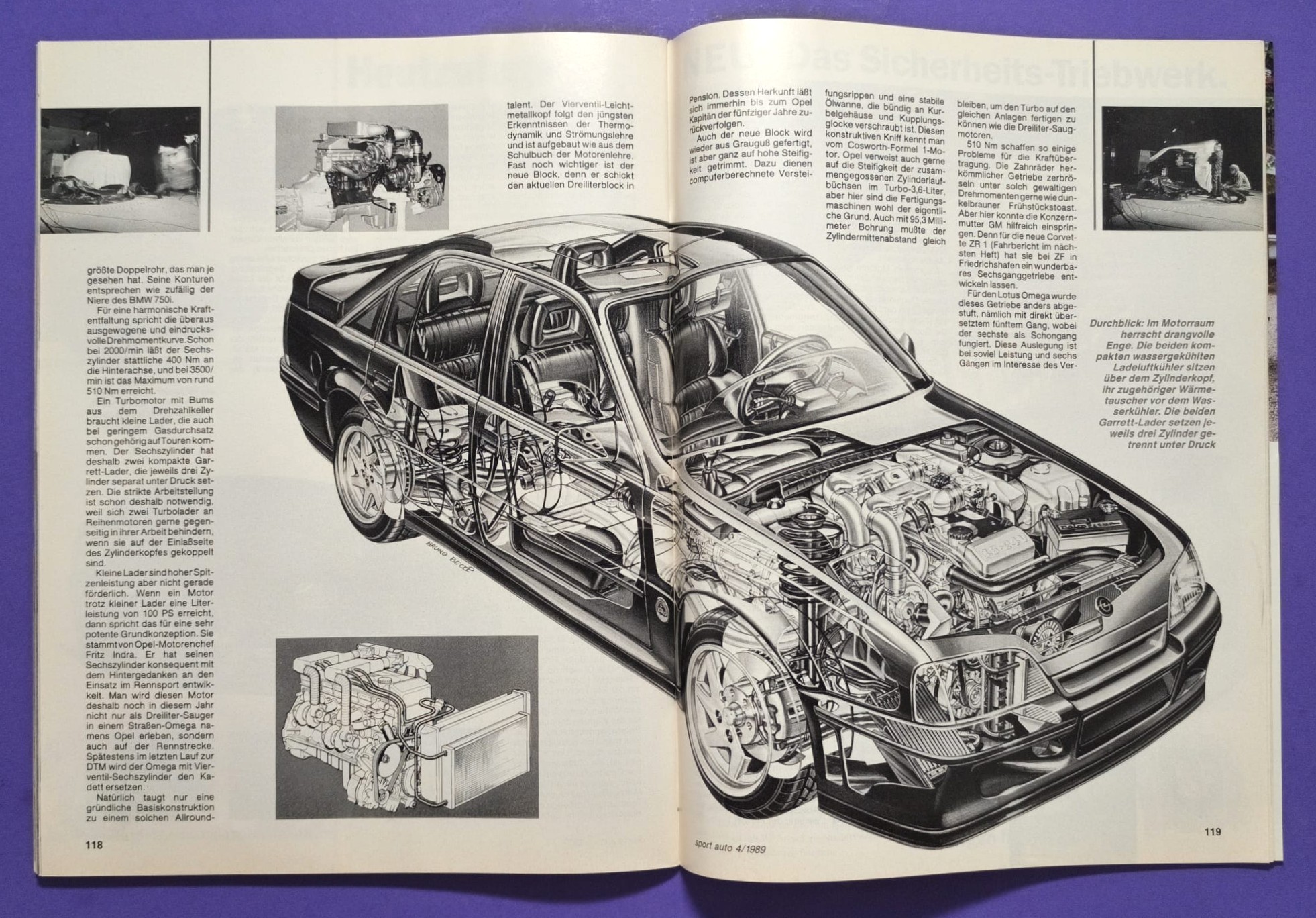 alte Zeitschrift Magazin Heft Sport Auto, 4/1989, Test Opel Lotus Omega, Sauber Mercedes Gruppe C, DTM,..