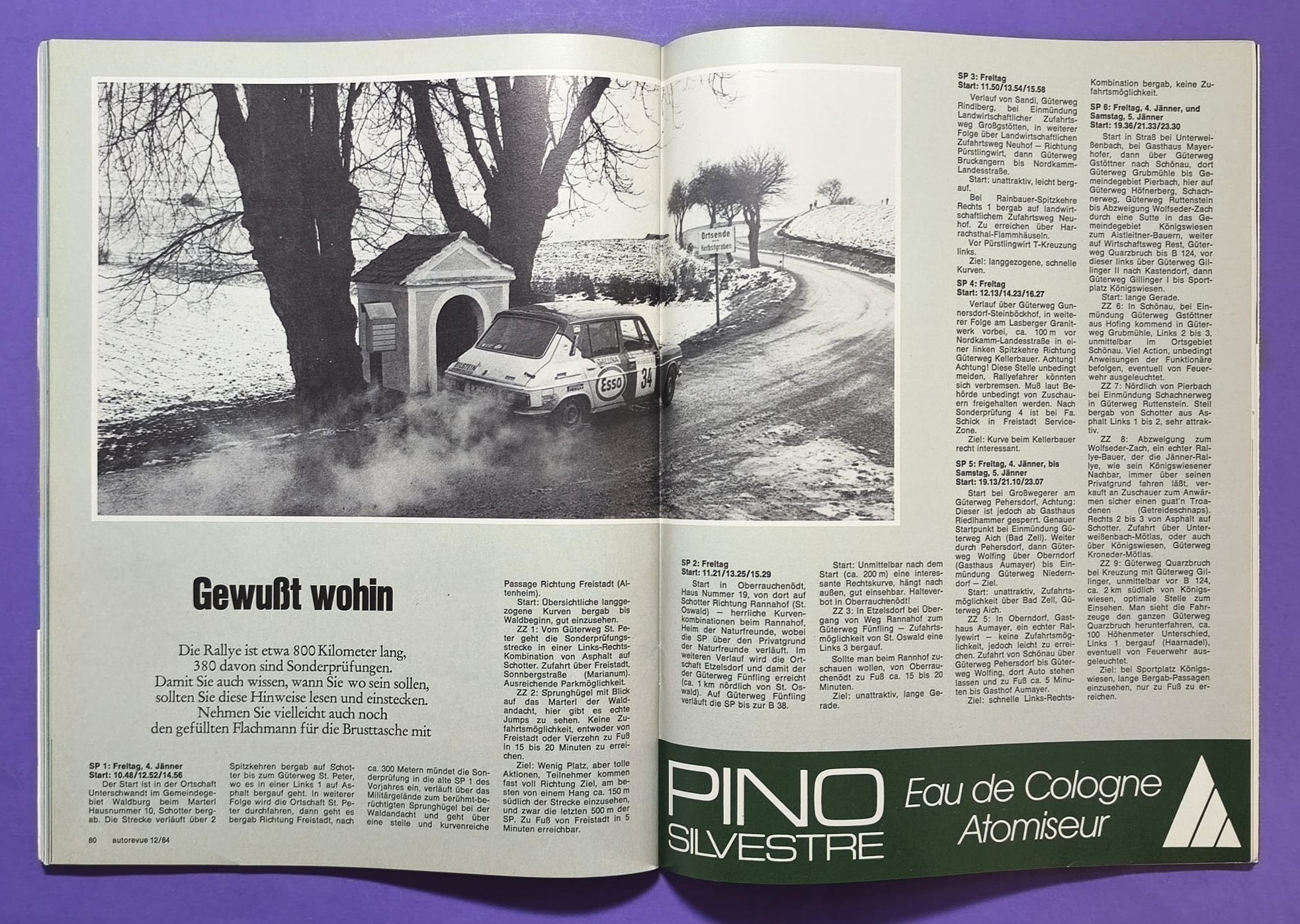 alte Auto Revue Zeitschrift Magazin, Heft, 12/1984, 16 Seiten Sonderteil Jänner Rallye Freistadt, Audi Quattro, Franz Wittmann, Testberichte Saab 900 Turbo 16, VW Scirocco GTX