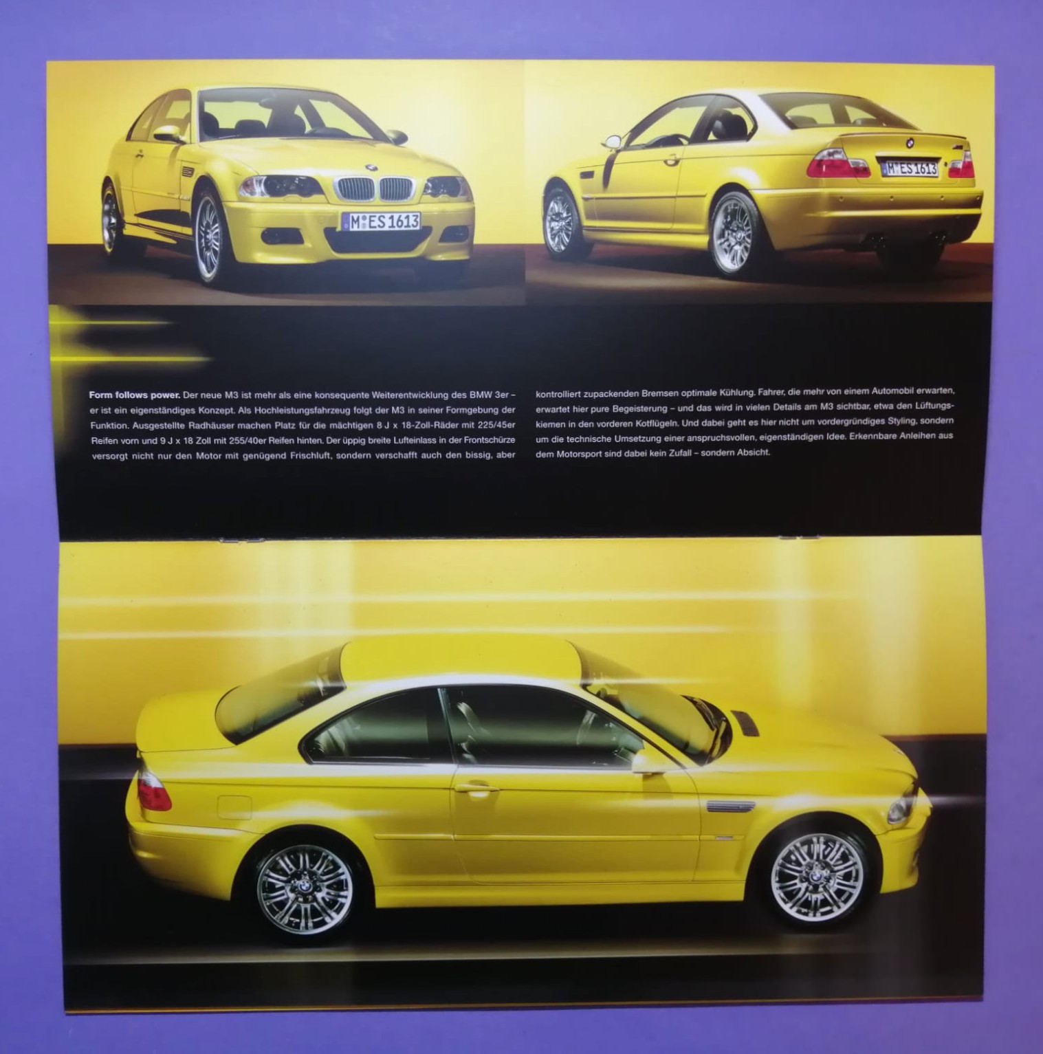 altes Original Autoprospekt, BMW M3 E46, aus dem Jahr 2000