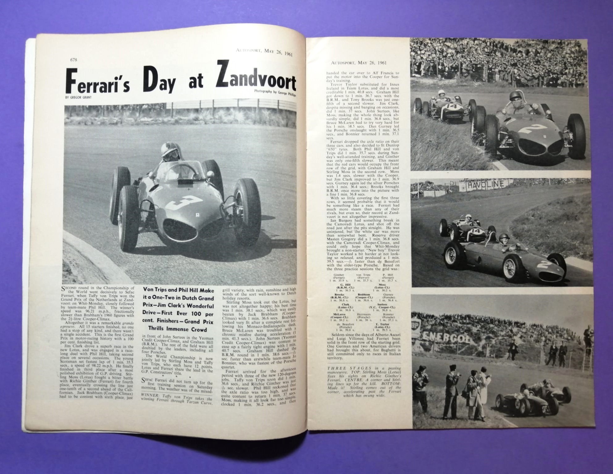 alte Zeitschrift Magazin Heft Autosport, 26. Mai 1961, Wolfgang Graf Berghe von Trips, Ferrari, Formel 1 Niederlande Zandvoort,.. Englisch!