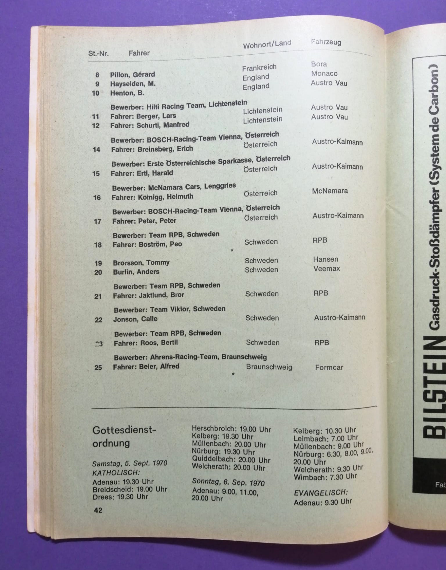 RARITÄT! altes Rennprogramm, 500km Eifelpokal Rennen Nürburgring 1970, DRM, Porsche,.. Formel V, Helmut Koinigg McNamara, Motorräder, BMW Alpina,..