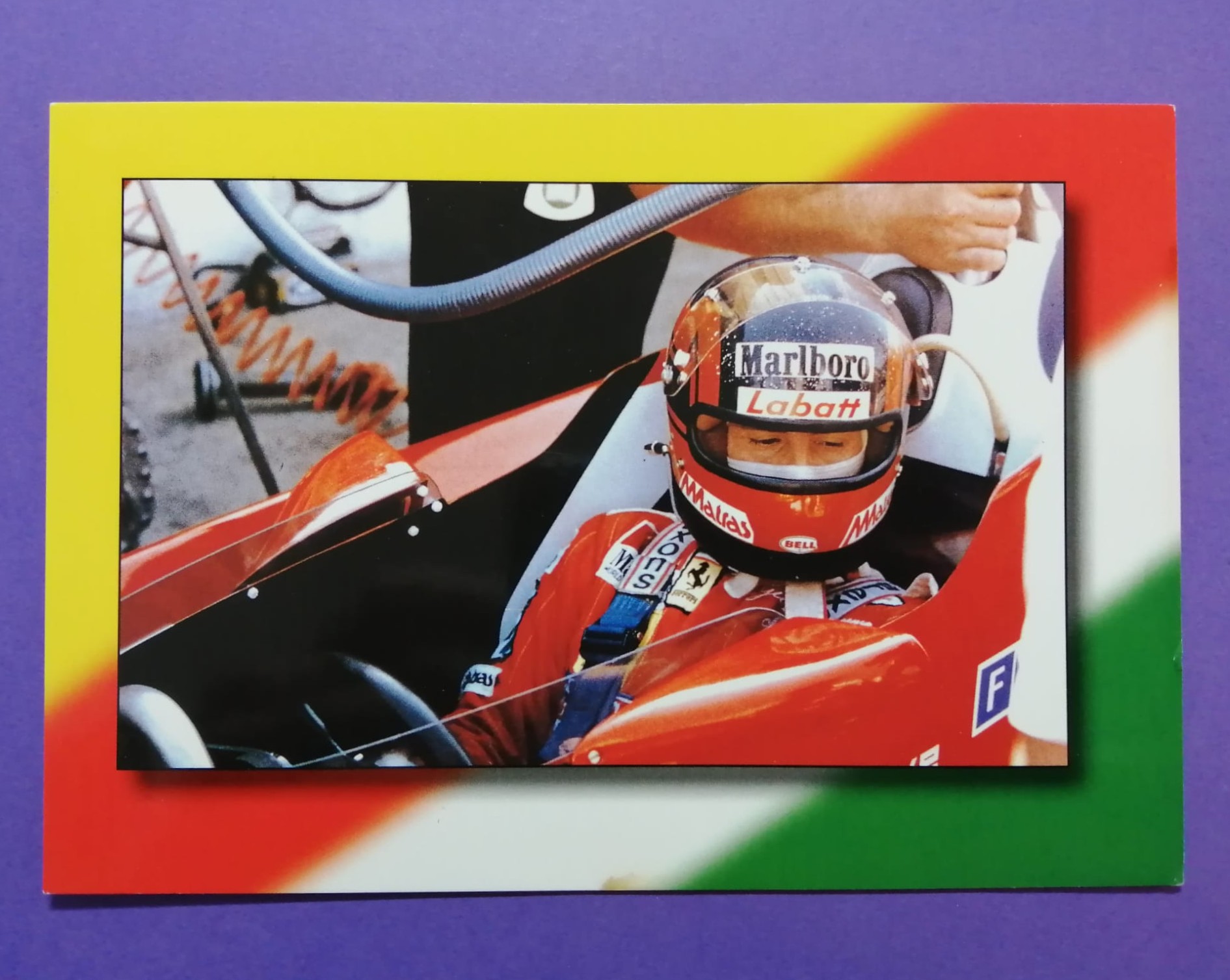 Postkarte, Gilles Villeneuve, Ferrari 312 T3, Formel 1 Grand Prix Italien Monza 1978, 12x17cm
