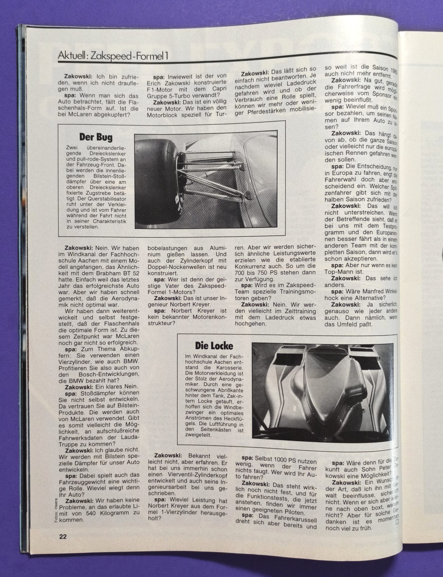 alte Zeitschrift Magazin Heft Sport Auto, 10/1984, Präsentation Zakspeed, Niki Lauda, Elio de Angelis, Lotus,..