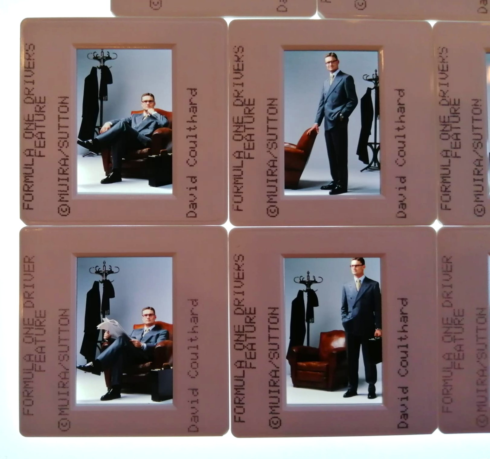11 Stück alte Presse Foto DIAs, David Coulthard, Studioaufnahmen, 1998, Formel 1, 5x5cm