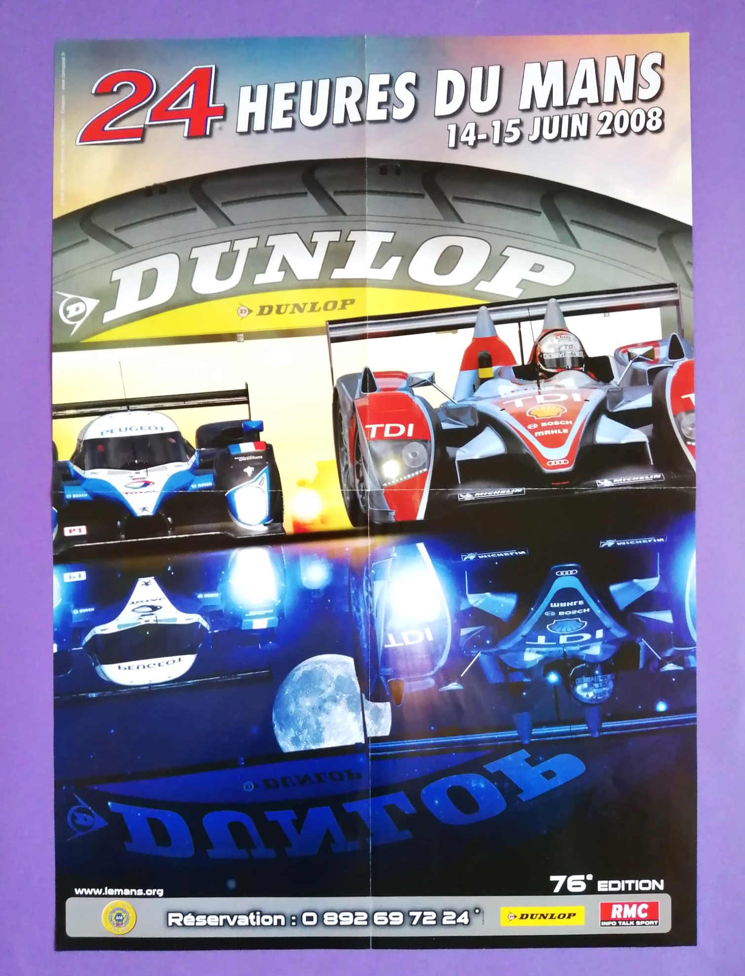 altes Original Rennplakat Doppelposter, Nachdruck 24h LeMans 1978 + Original 2008, Audi, Peugeot, 41x58cm 