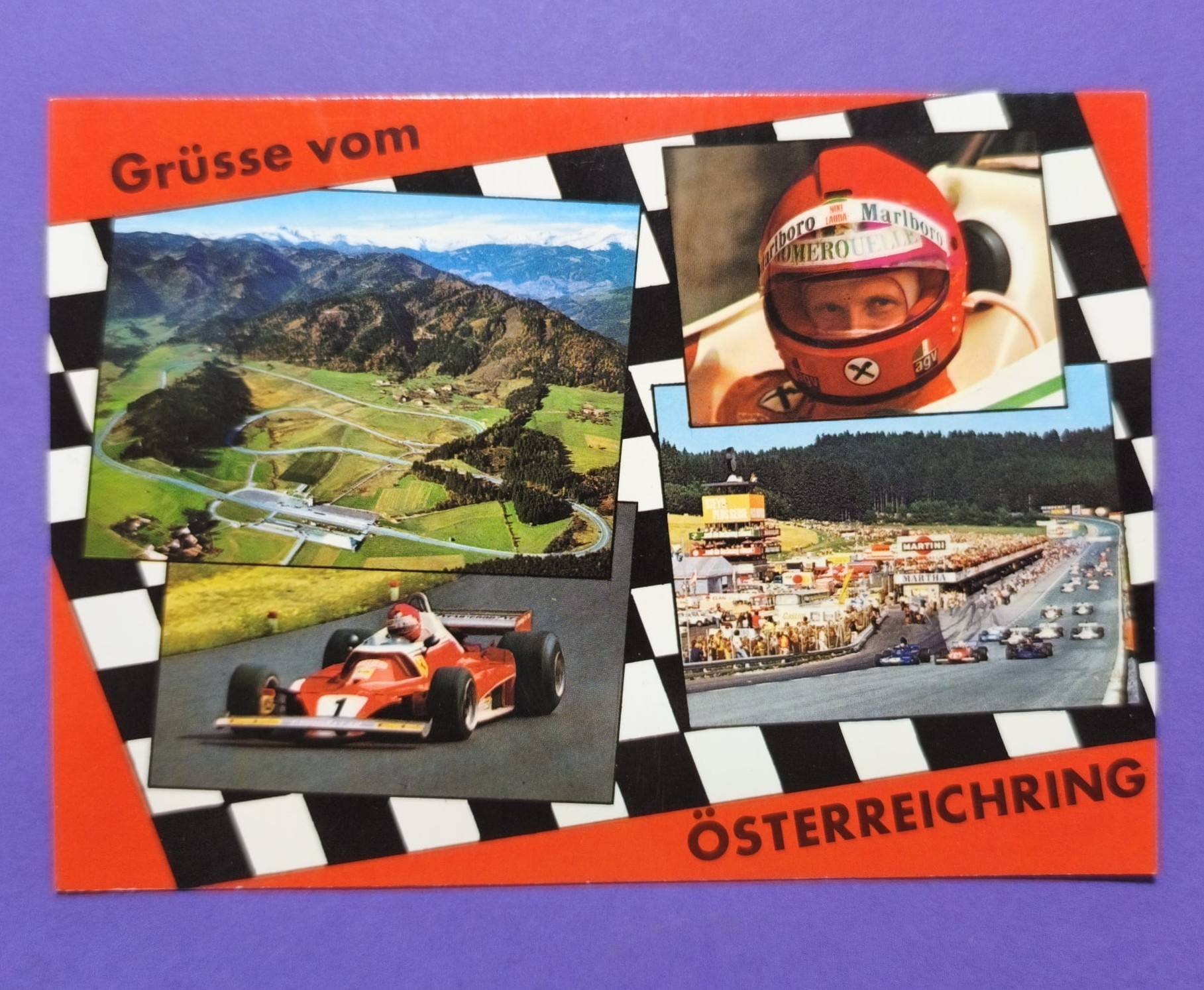 RARITÄT! alte Postkarte, Niki Lauda, Ferrari, Formel 1 Grand Prix Österreichring Zeltweg 1976, 11x15cm