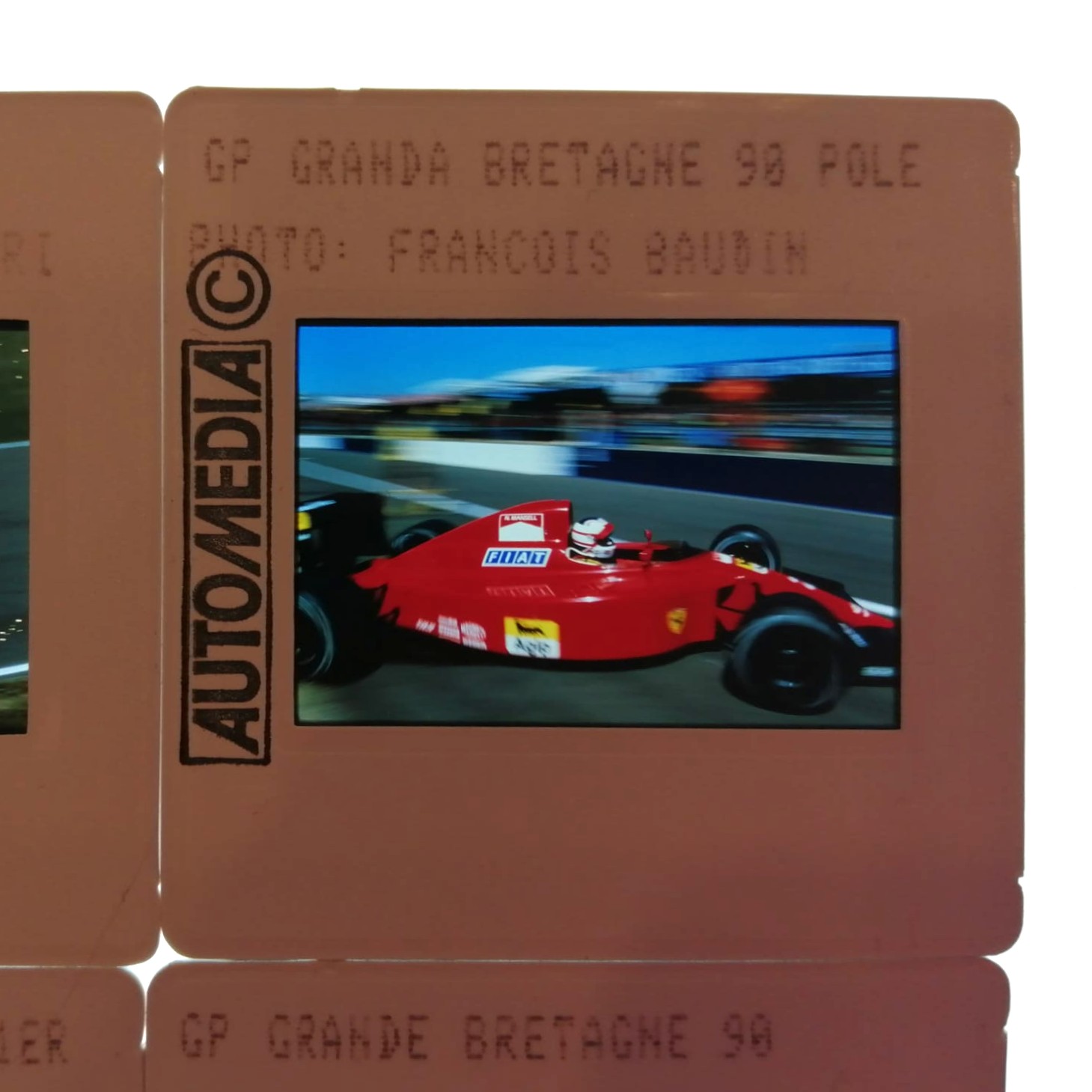 6 Stück alte Presse Foto DIAs, Nigel Mansell, Ferrari, Formel 1 Grand Prix 1989, 1990, 5x5cm
