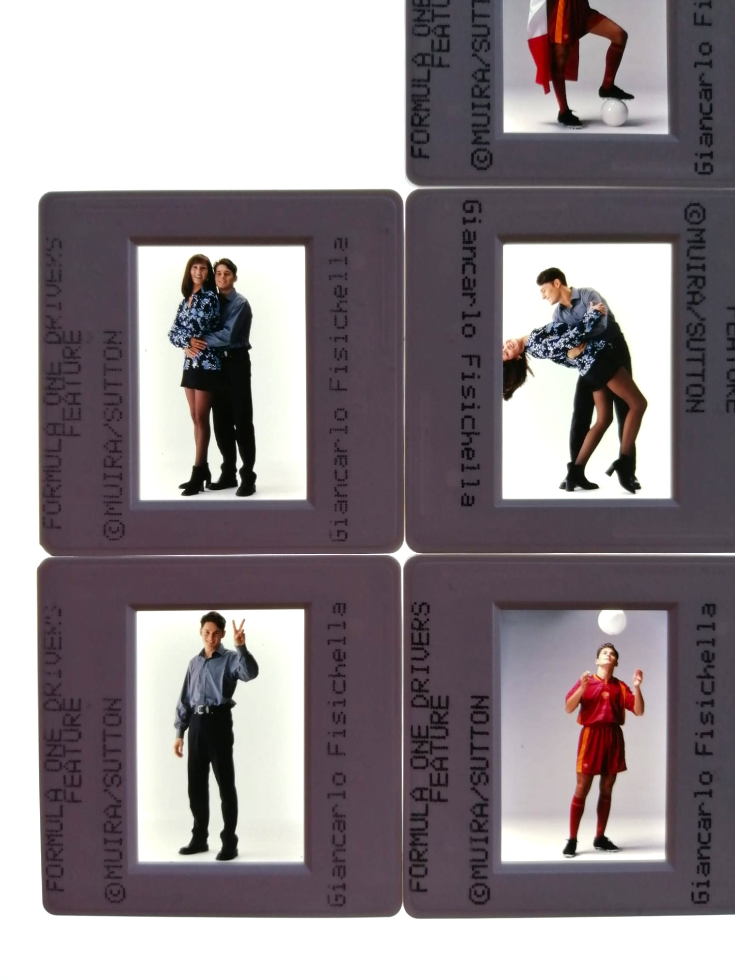 11 Stück alte Presse Foto DIAs, Giancarlo Fisichella, Studioaufnahmen, 1998, Formel 1, 5x5cm