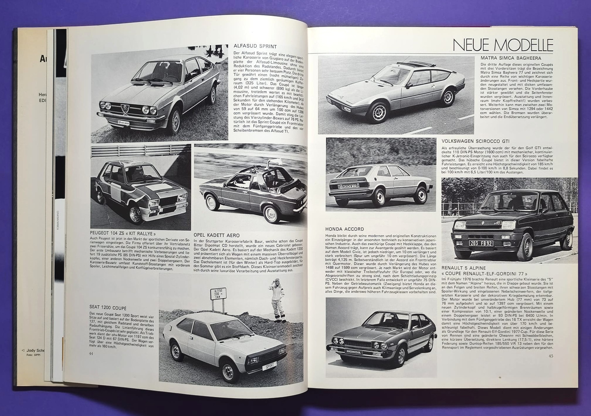 altes Buch, Auto Jahr 1976-1977, Nr. 24, Alfa Sud, Fiat Abarth 131, Lancia Stratos,.. Formel 1, LeMans, Rallye, Tourenwagen WM,.. BMW, 6 Rad Tyrrell, Niki Lauda Ferrari, Lotus, Porsche,..