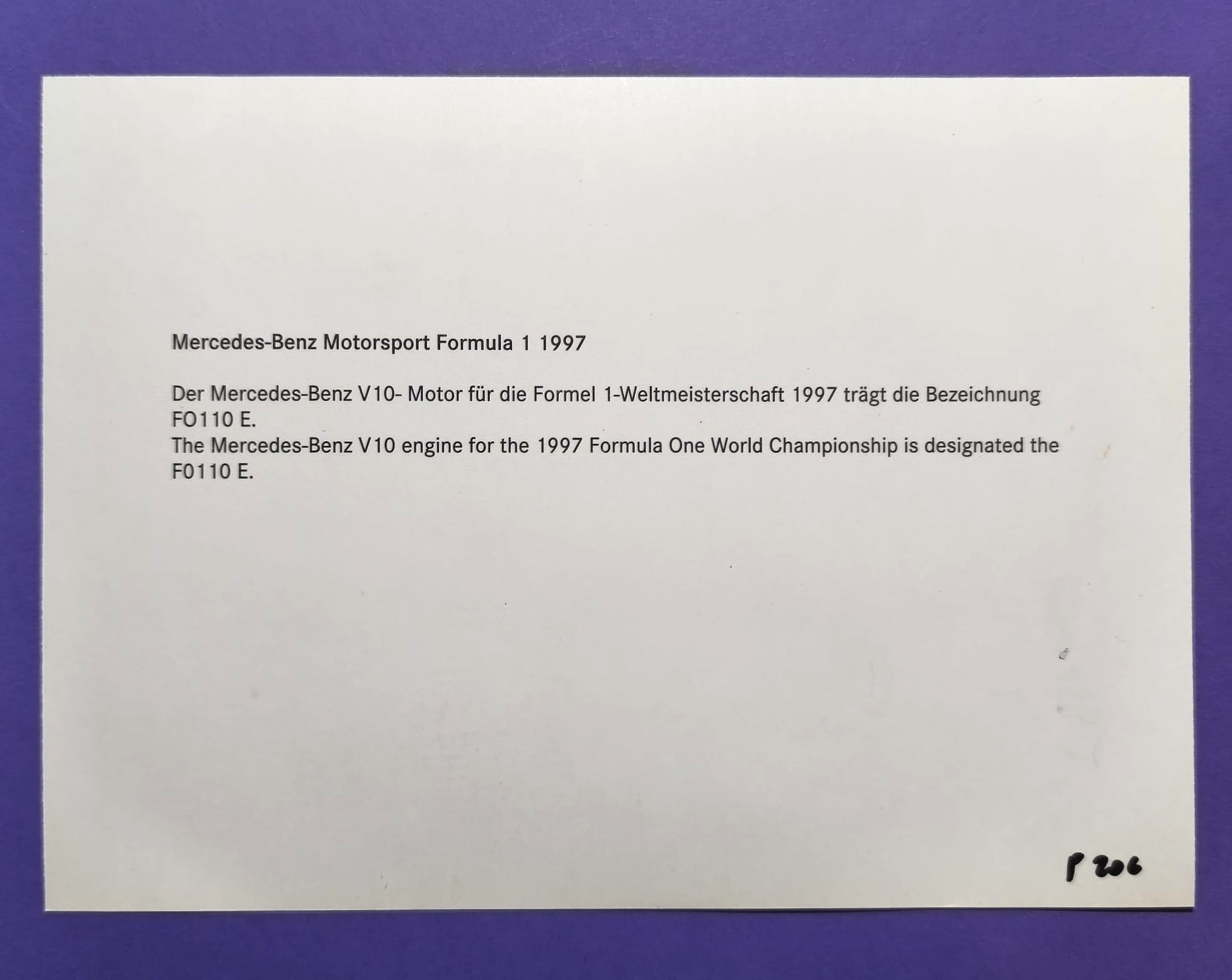 altes Presse Werksfoto, Motor Mercedes-Benz V10, Formel 1 Grand Prix 1997, 16x22cm