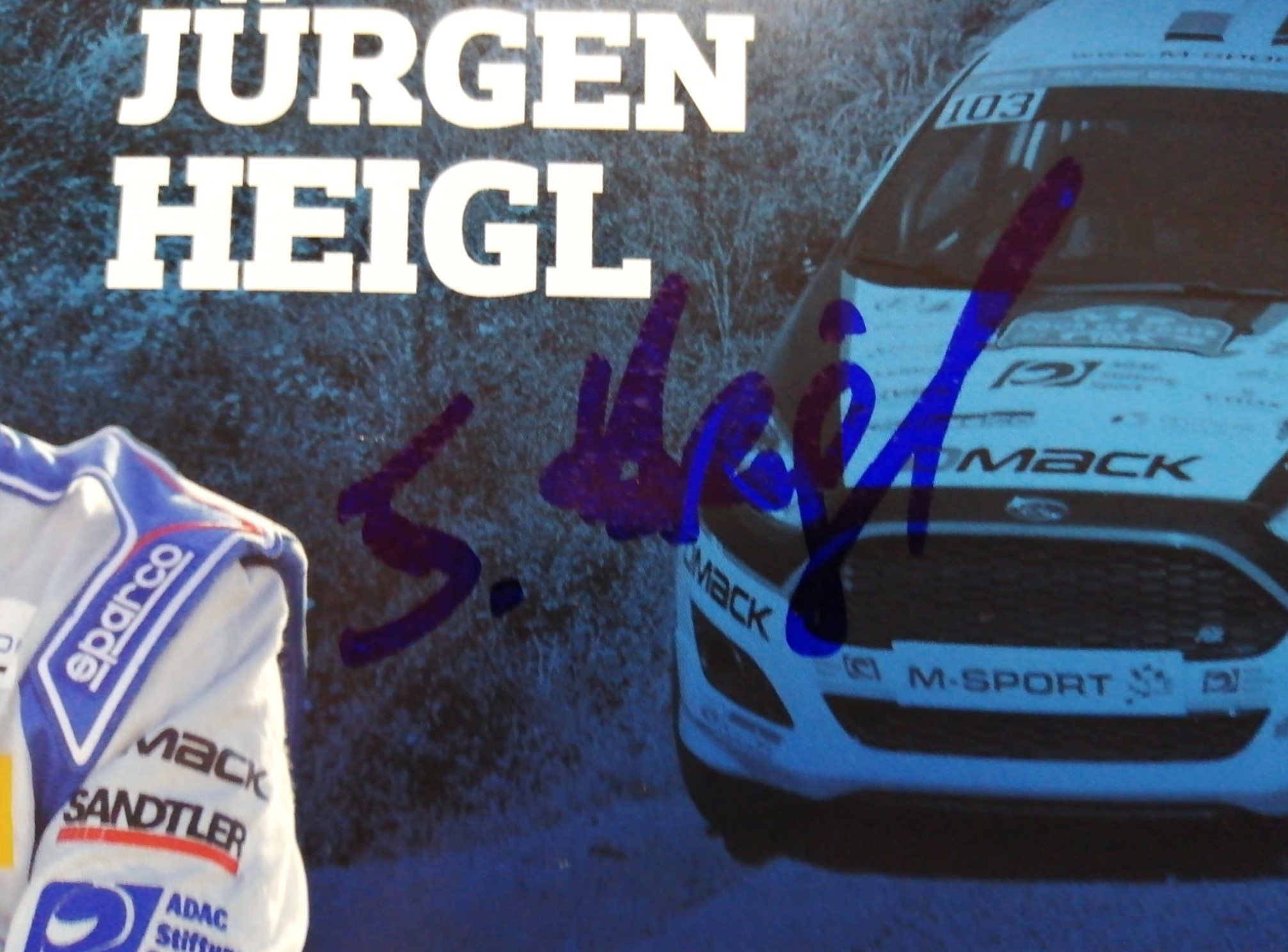 2 Original Autogramme, Jürgen Heigl, Ford Fiesta, WRC junior Rallye WM, Karte 9x21cm 