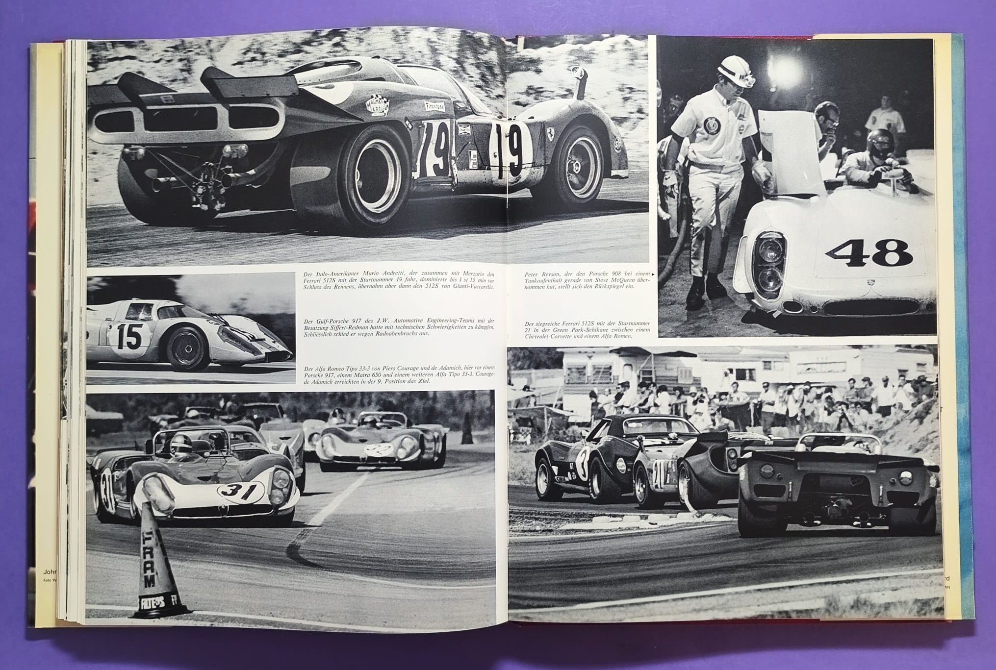 altes Buch, Auto Jahr 1970-1971, Nr. 18, Jochen Rindt Formel 1 Grand Prix Weltmeister, Lotus72, LeMans, CanAm, Indy Car,.. Stewert, Cevert, Ickx, Brabham,.. Ferrari, Porsche 917, Matra,.. Citroen SM, Straßenautos,..