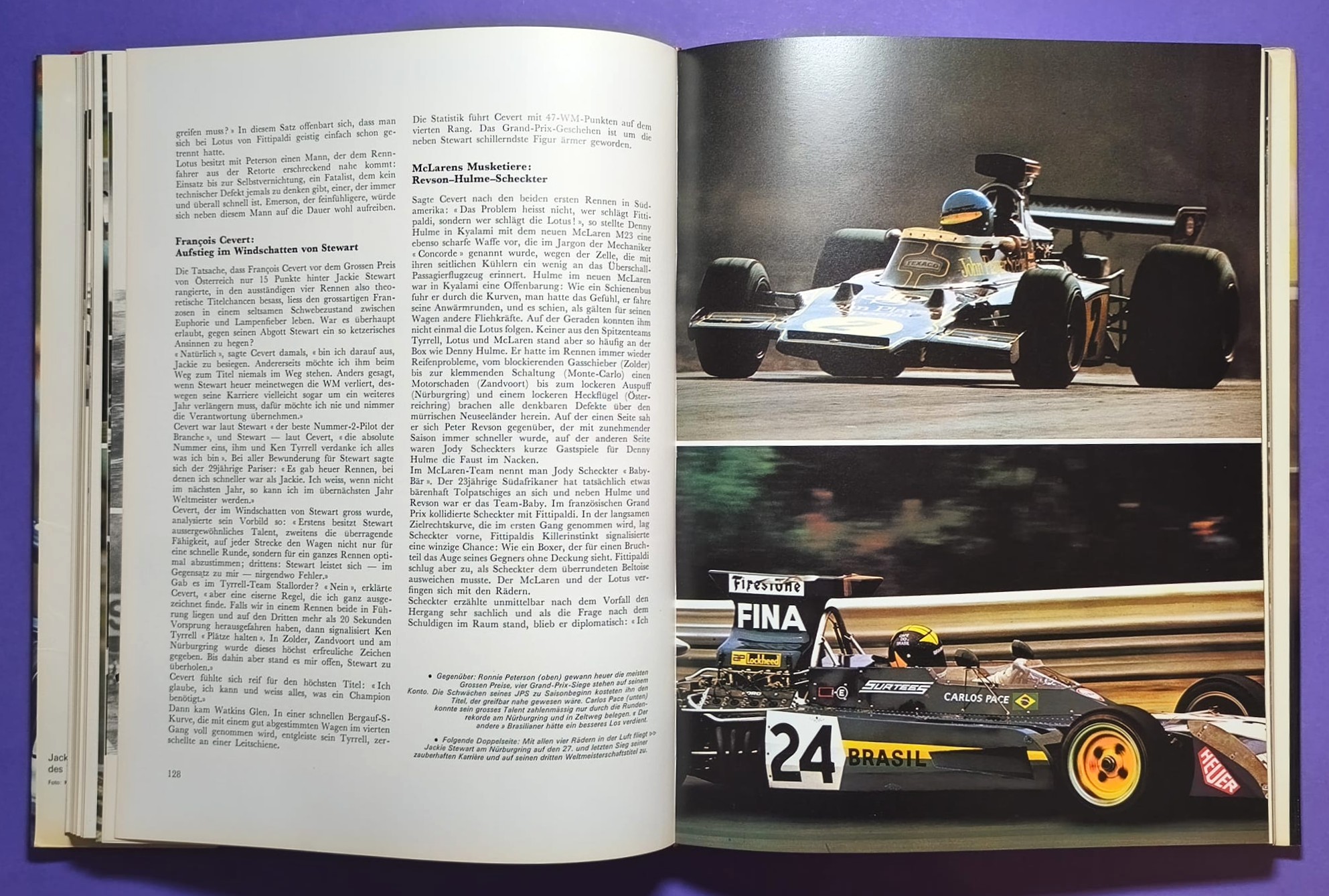altes Buch, Auto Jahr 1973-1974, Nr. 21, Ford Capri, Fiat 124 Spider & X19, Renault Alpine 110, Matra, Porsche, .. Formel 1, 2, LeMans, Rallye, USA.. Cevert, Stewart, Peterson, Lauda.. Lotus,..