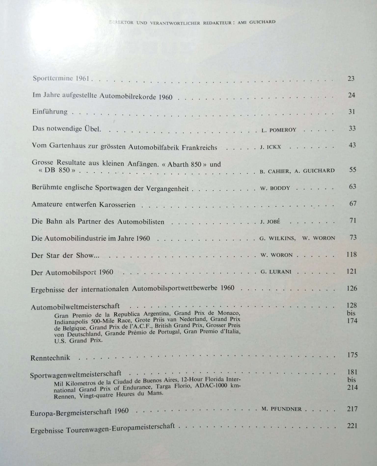 RARITÄT! sehr altes Buch, Auto Jahr 1960-1961 Nr.8, Alfa, Fiat 600, Ferrari Tipo 850,.. Formel 1, LeMans,.. Jack Brabham, John Surtess,..