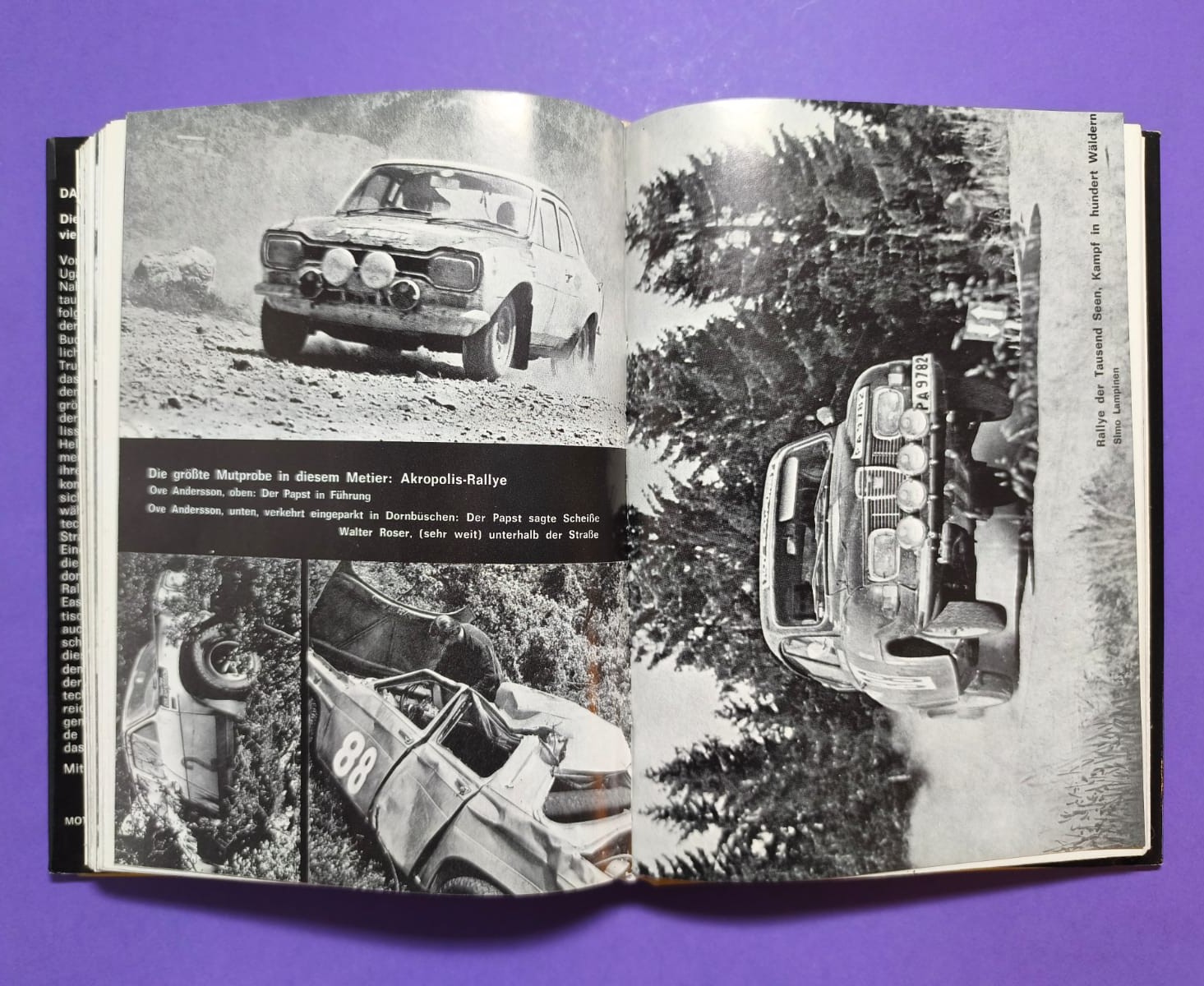  altes Buch, Das heiße Lenkrad, Die  besten Rallye-Stories aus vier Kontinenten 1971, Ford, Saab, Porsche,..