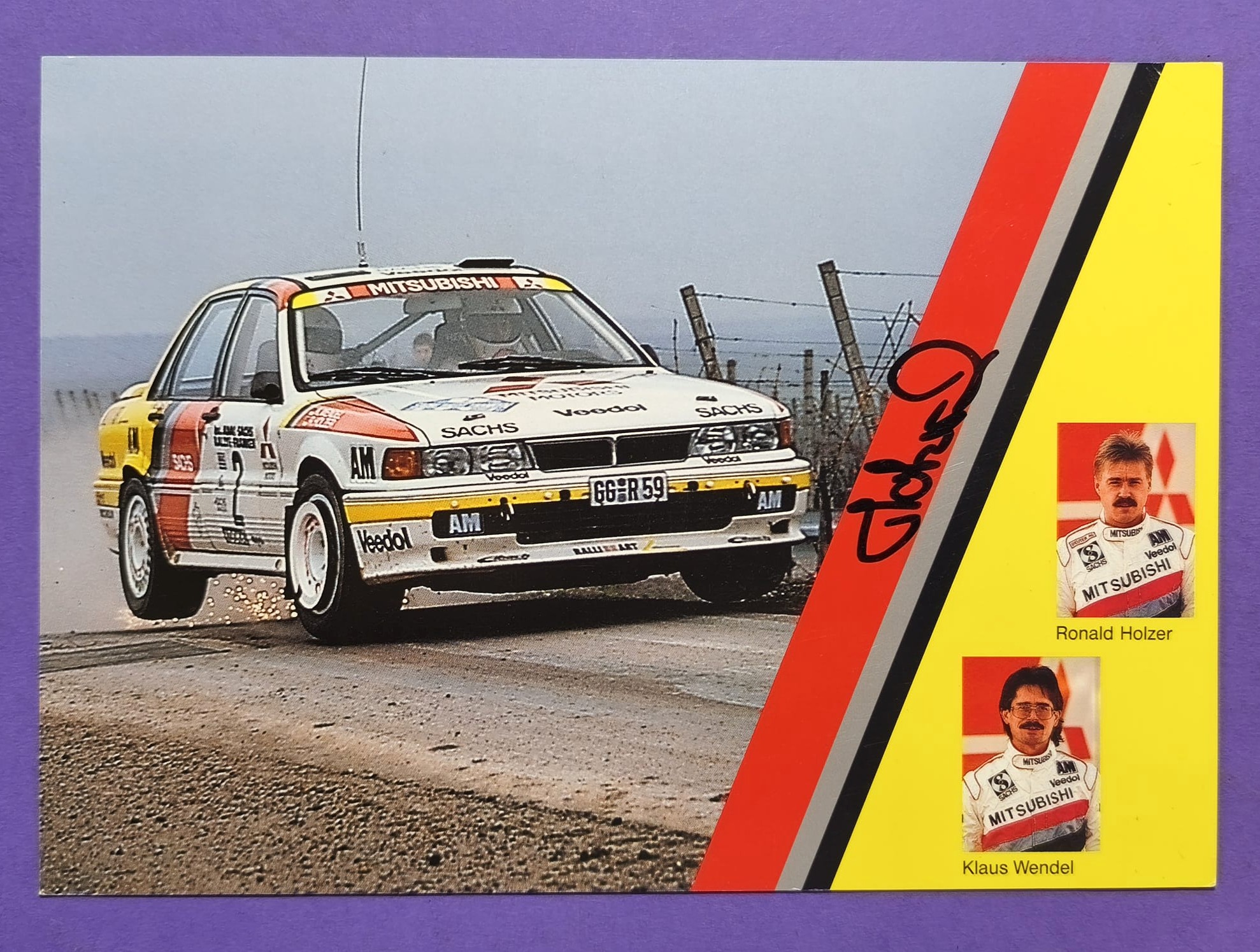 Original Autogramm, Ronald Holzer, Mitsubishi Galant, Rallye, alte Karte 15x21cm