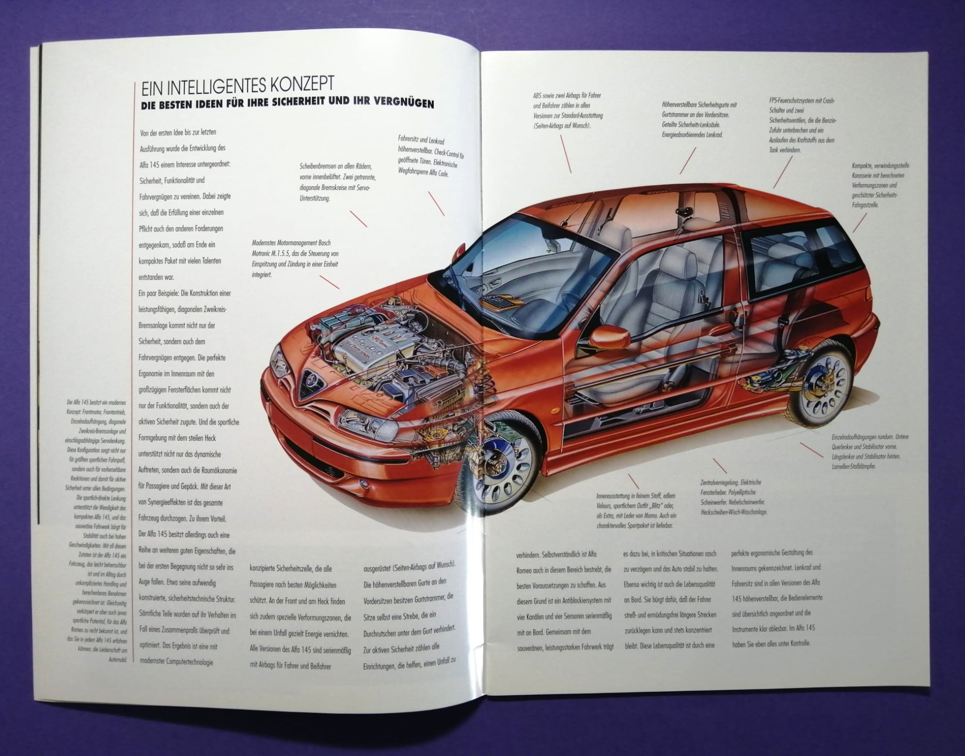 altes Original Autoprospekt, Alfa-Romeo 145, Quadrifoglio,... aus dem Jahr 1999