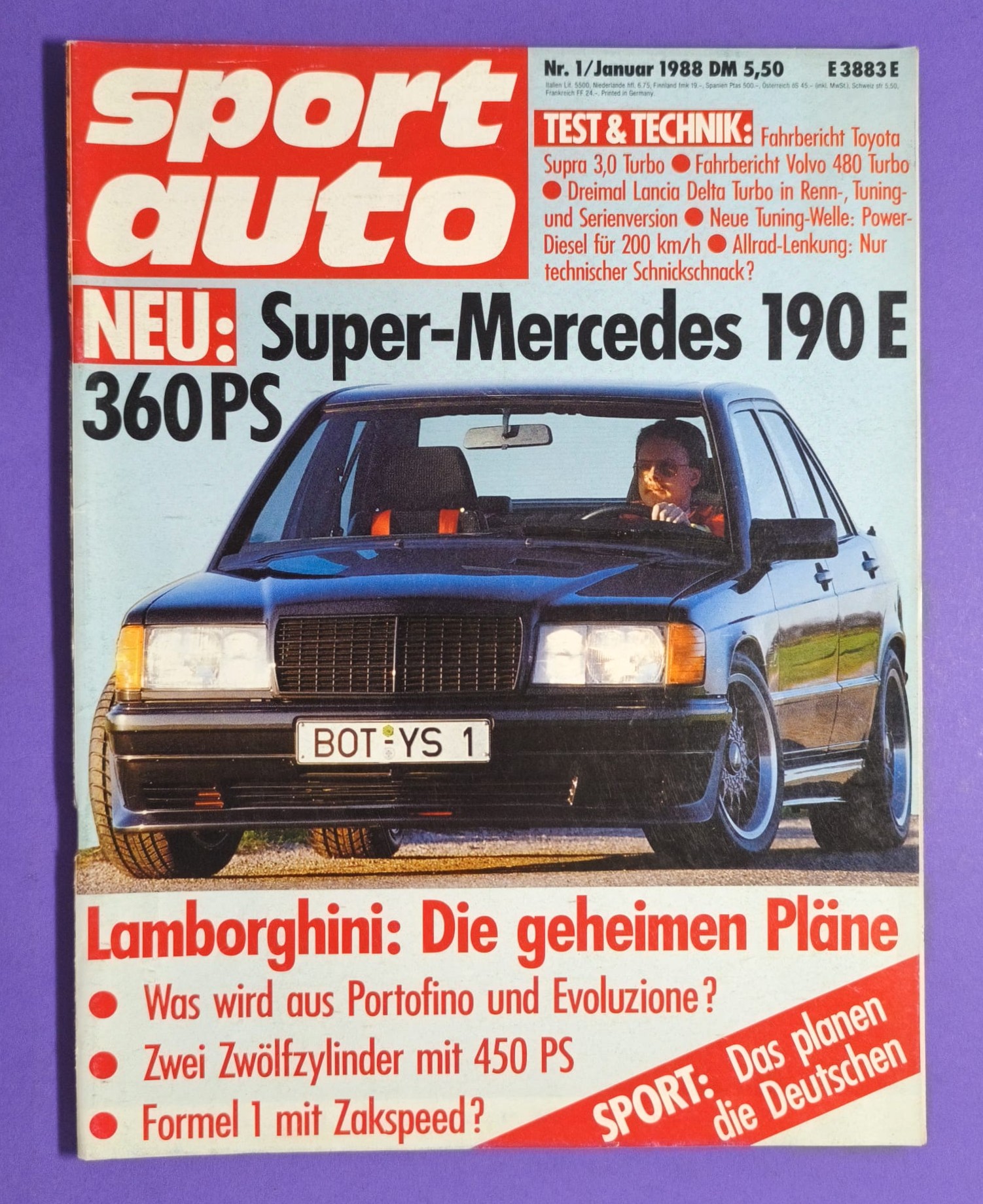 alte Zeitschrift Magazin Heft Sport Auto, 1/1988, Zakspeed Formel 1 Grand Prix, Formel 3 Macau, Testbericht Lancia Delta,..