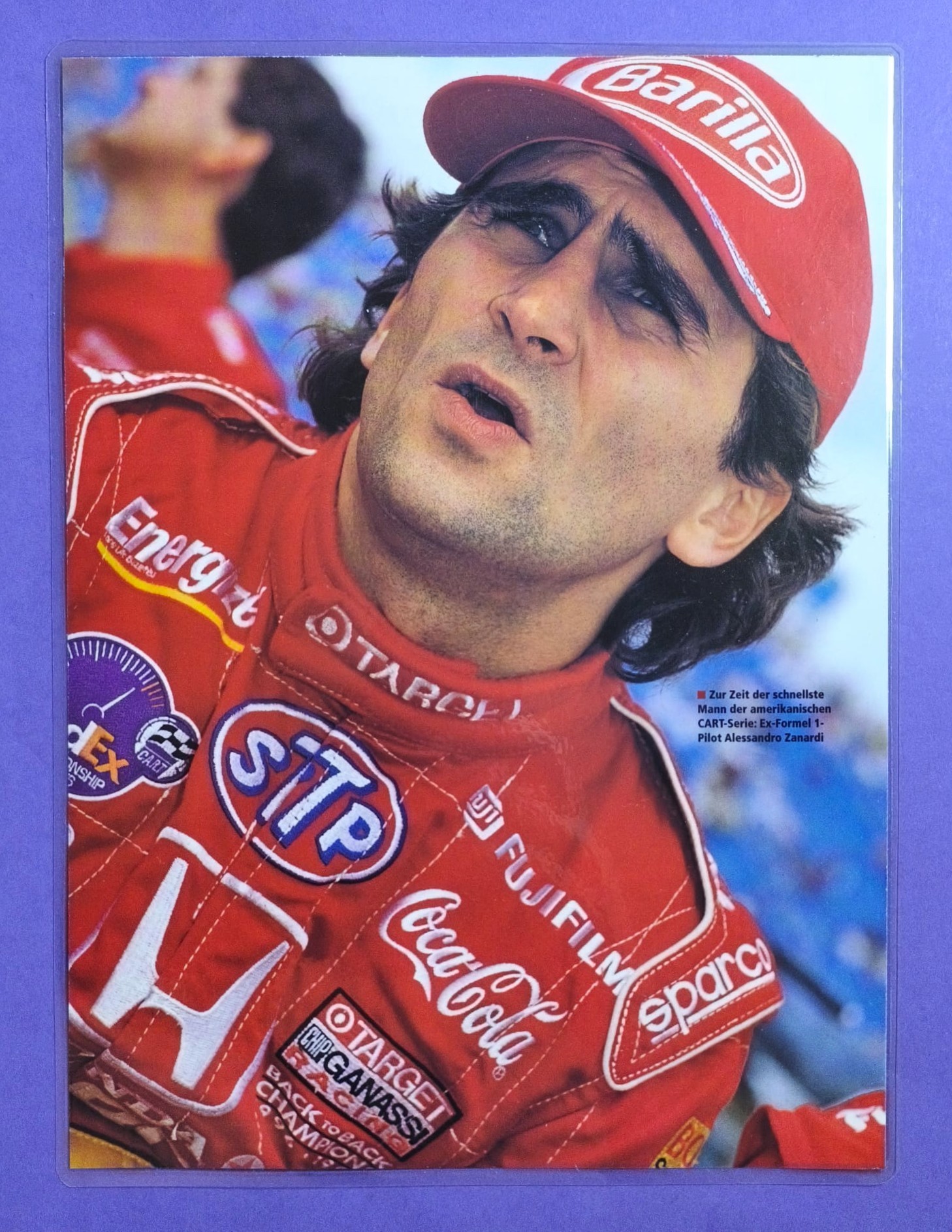 altes Bild laminiert, Alessandro Zanardi, Ganassi Honda, Indy Car 1996 bis 1998, 21x28cm