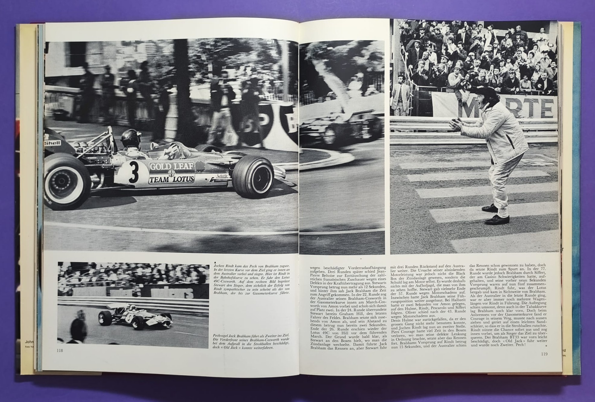 altes Buch, Auto Jahr 1970-1971, Nr. 18, Jochen Rindt Formel 1 Grand Prix Weltmeister, Lotus72, LeMans, CanAm, Indy Car,.. Stewert, Cevert, Ickx, Brabham,.. Ferrari, Porsche 917, Matra,.. Citroen SM, Straßenautos,..