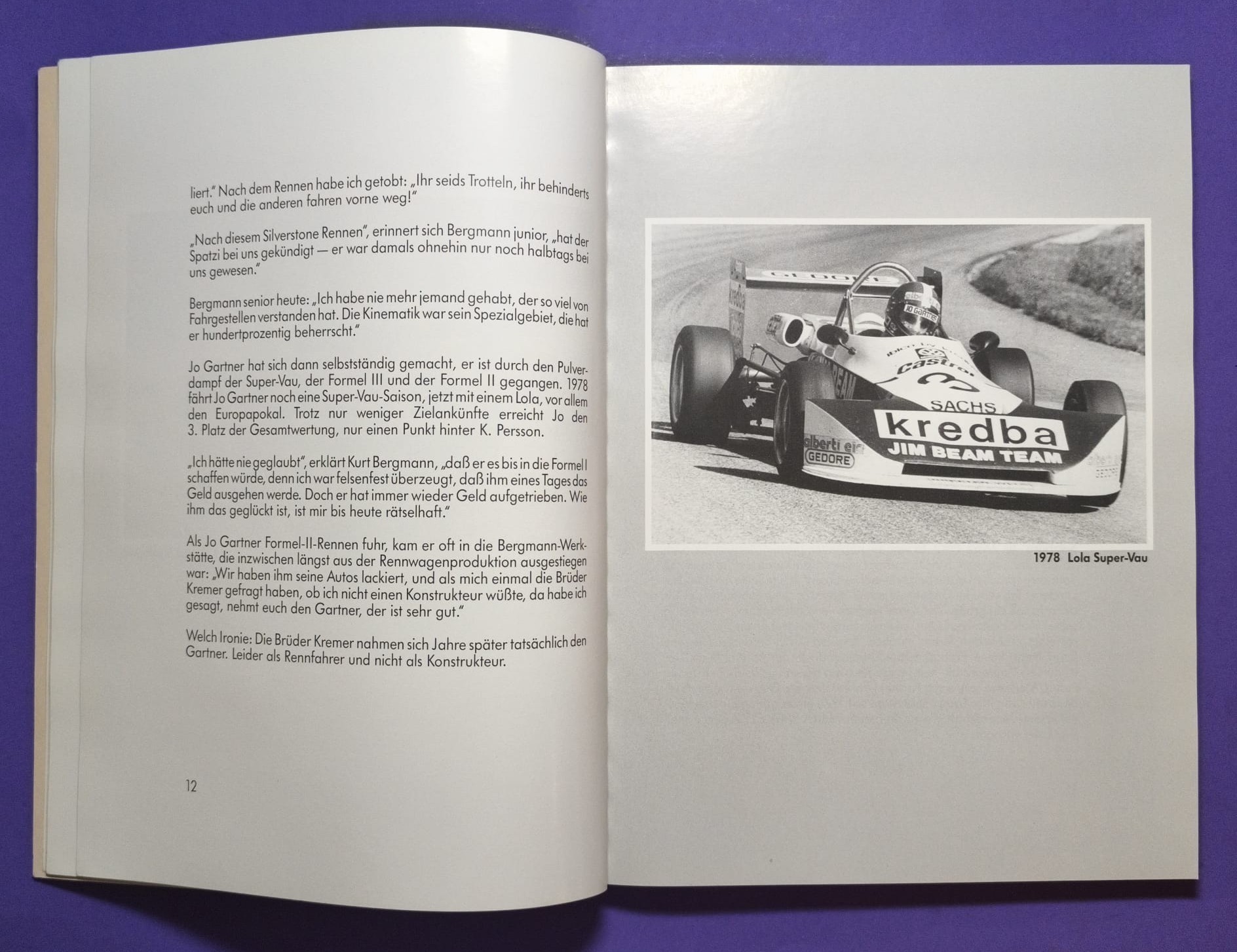 RARITÄT! altes seltenes Buch, Jo Gartner - Ein Leben fürs Rennfahren, Formel 1 Osella, Formel 2, 24h LeMans, USA, BMW M1, Porsche,..