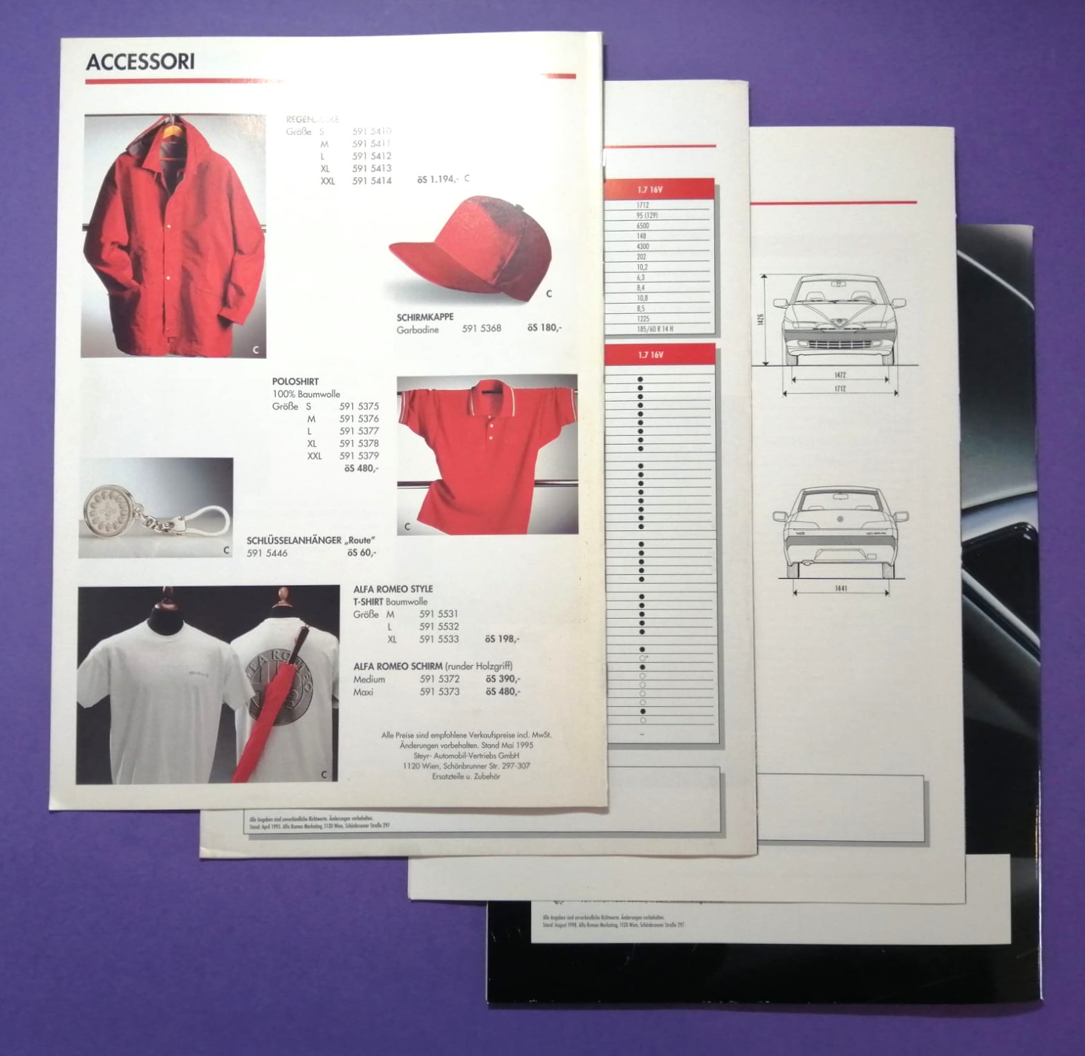 altes Original Autoprospekt, Alfa-Romeo 146, TI,... aus dem Jahr 1998, 4 teilig
