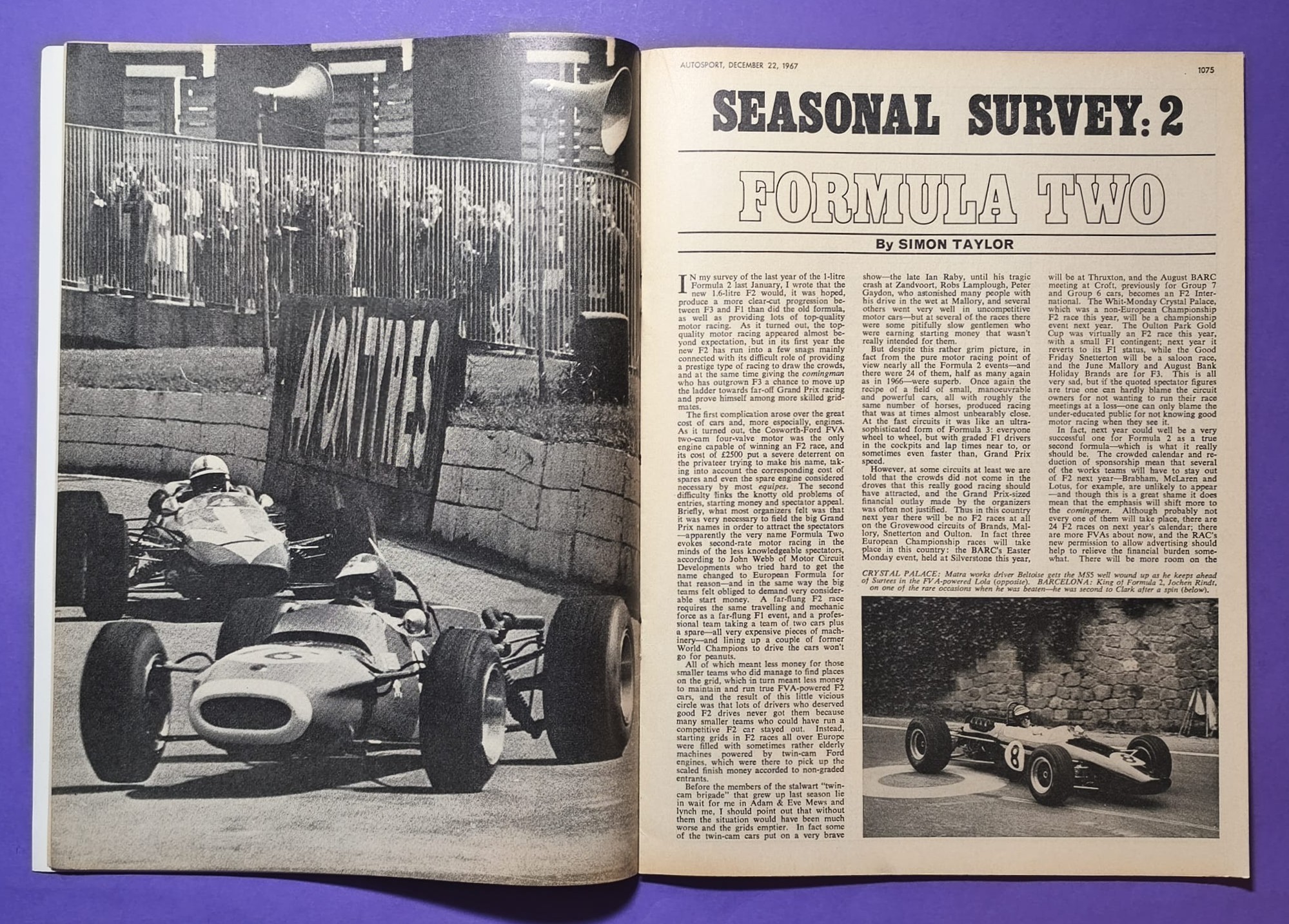 alte Zeitschrift Magazin Heft Autosport, 22. Dezember 1967, Jochen Rindt, Formel 2 Winkelmann Brabham, Porsche 908,.. Englisch!
