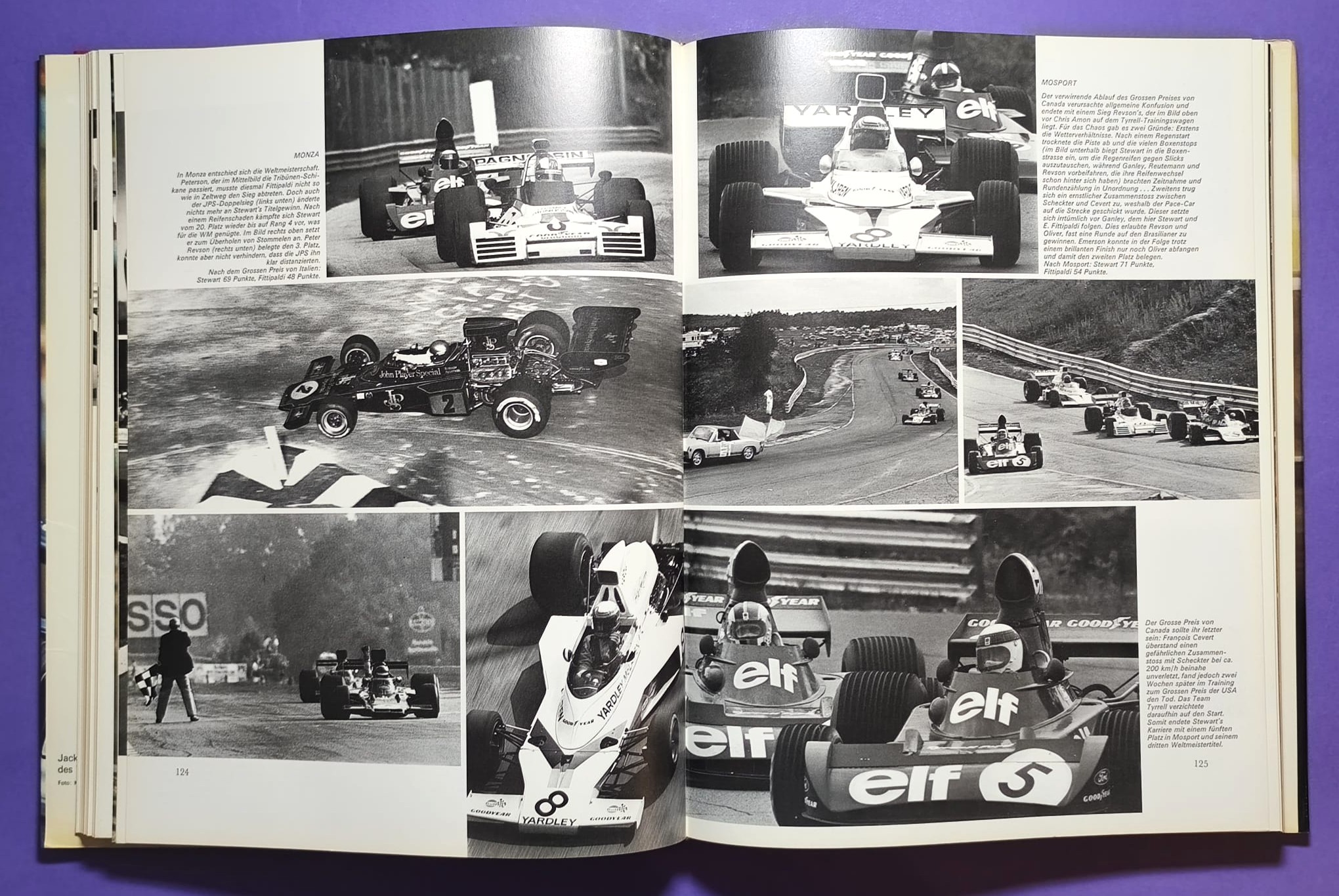 altes Buch, Auto Jahr 1973-1974, Nr. 21, Ford Capri, Fiat 124 Spider & X19, Renault Alpine 110, Matra, Porsche, .. Formel 1, 2, LeMans, Rallye, USA.. Cevert, Stewart, Peterson, Lauda.. Lotus,..