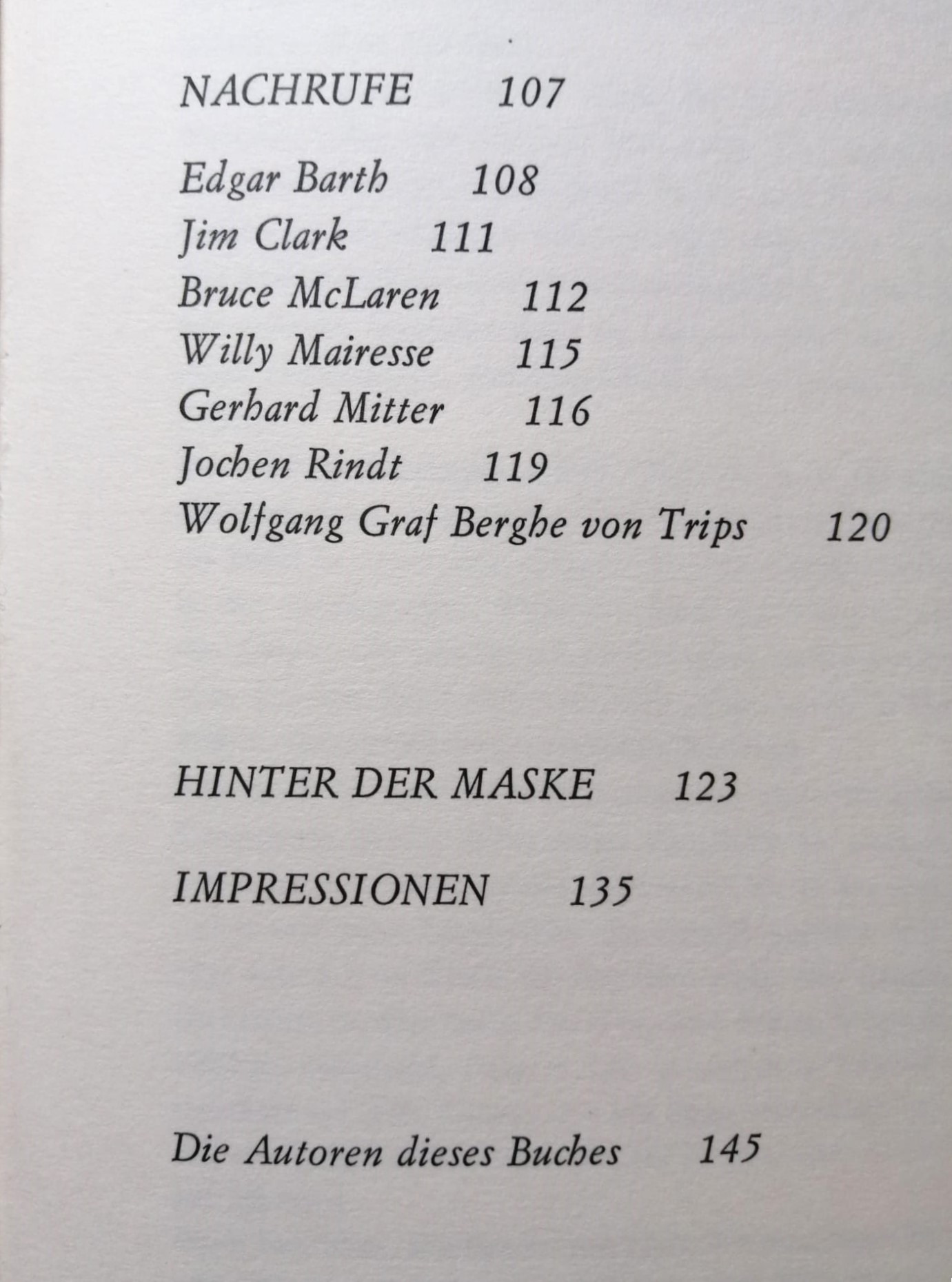altes Buch, Rennfahrer, Formel 1 Grand Prix, Jochen Rindt, Bonnier, Chiron, Clark, Cevert, Chapman, Piper, Peterson, Siffert, Trips,..