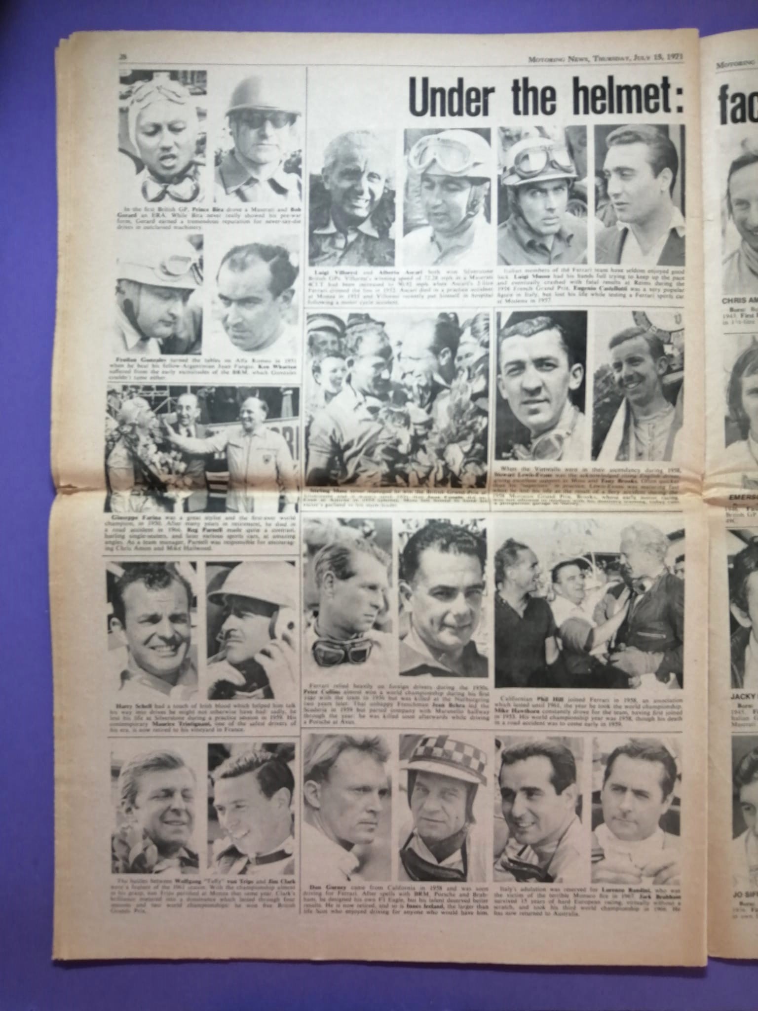 RARITÄT! alte Zeitung, Motoring News, 15. Juli 1971, Cevert, Hill, Siffert, Peterson, Stewart, BRM, Tyrrell, Formel 1 Grand Prix,.. Englisch