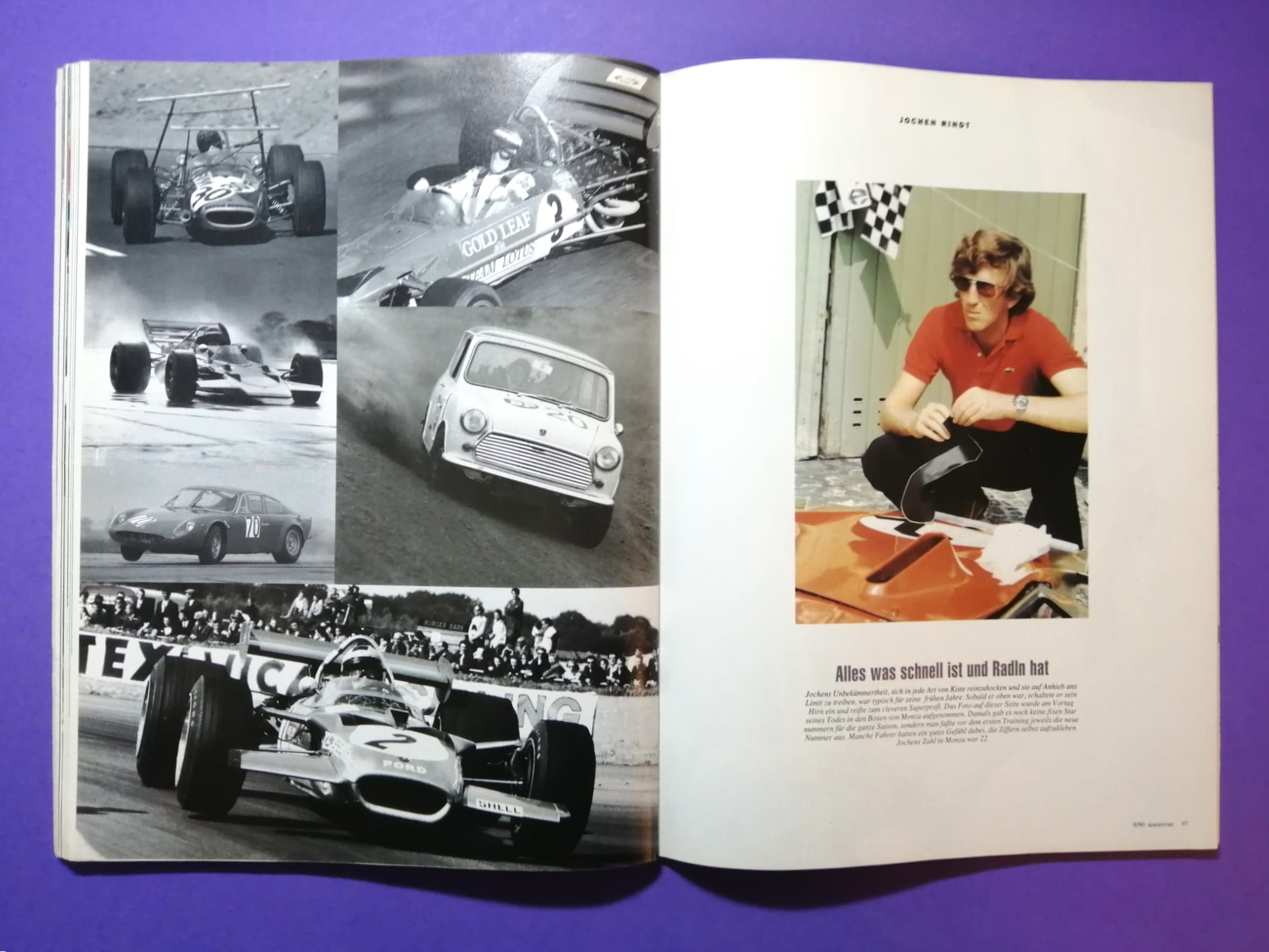alte Zeitschrift Magazin Heft Auto Revue, 09/1990, Sonderbericht Die fünf Monate des Jochen Rindt (15 Seiten), Gold Leaf Lotus72, Formel 1 Grand Prix 1970