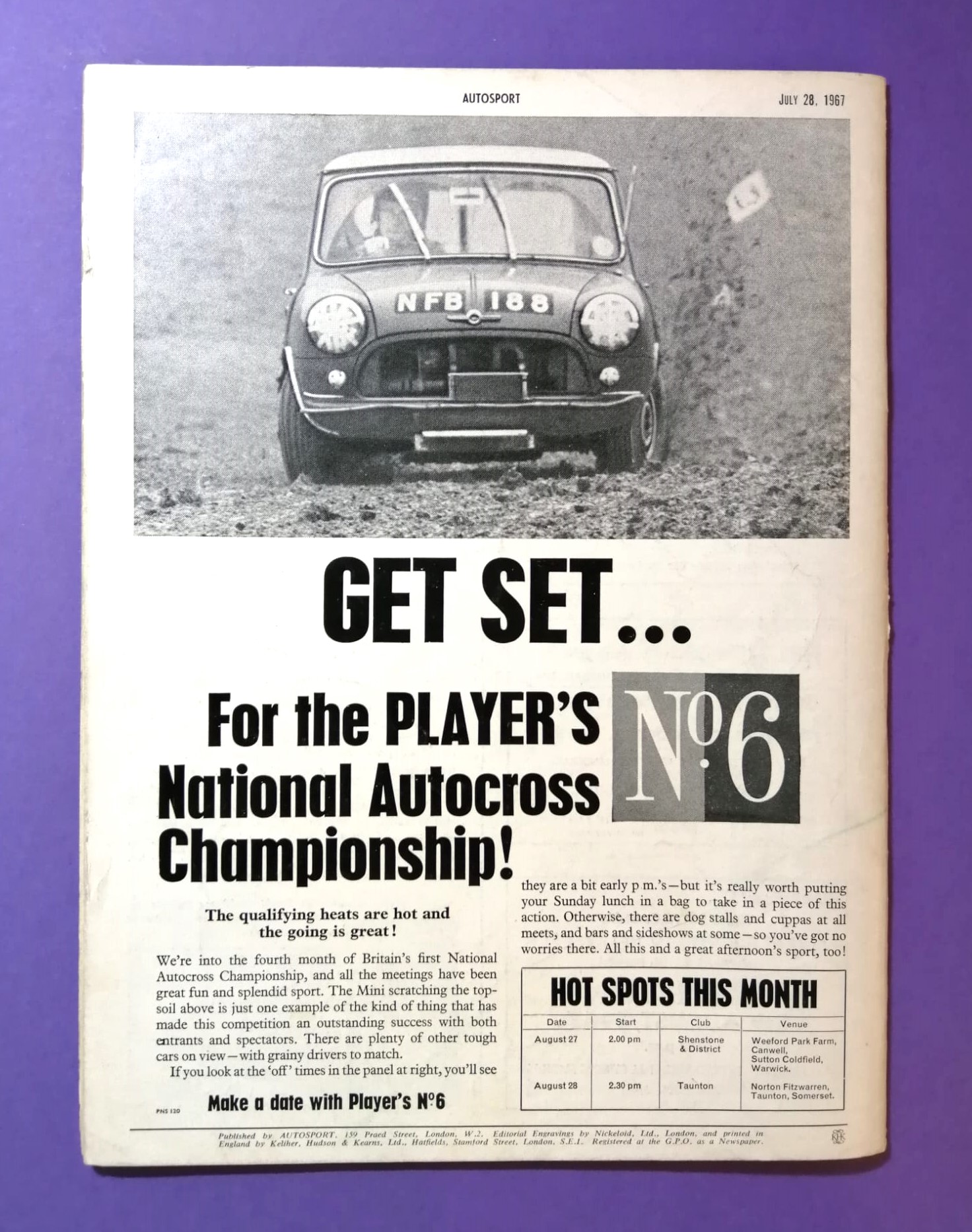 alte Zeitschrift Magazin Heft Autosport, 28. Juli 1967, Alfa T33, Lola, Ferrari, Porsche 910, Jim Clark, Lotus, Formel 1 Spanien Jarama, Englisch