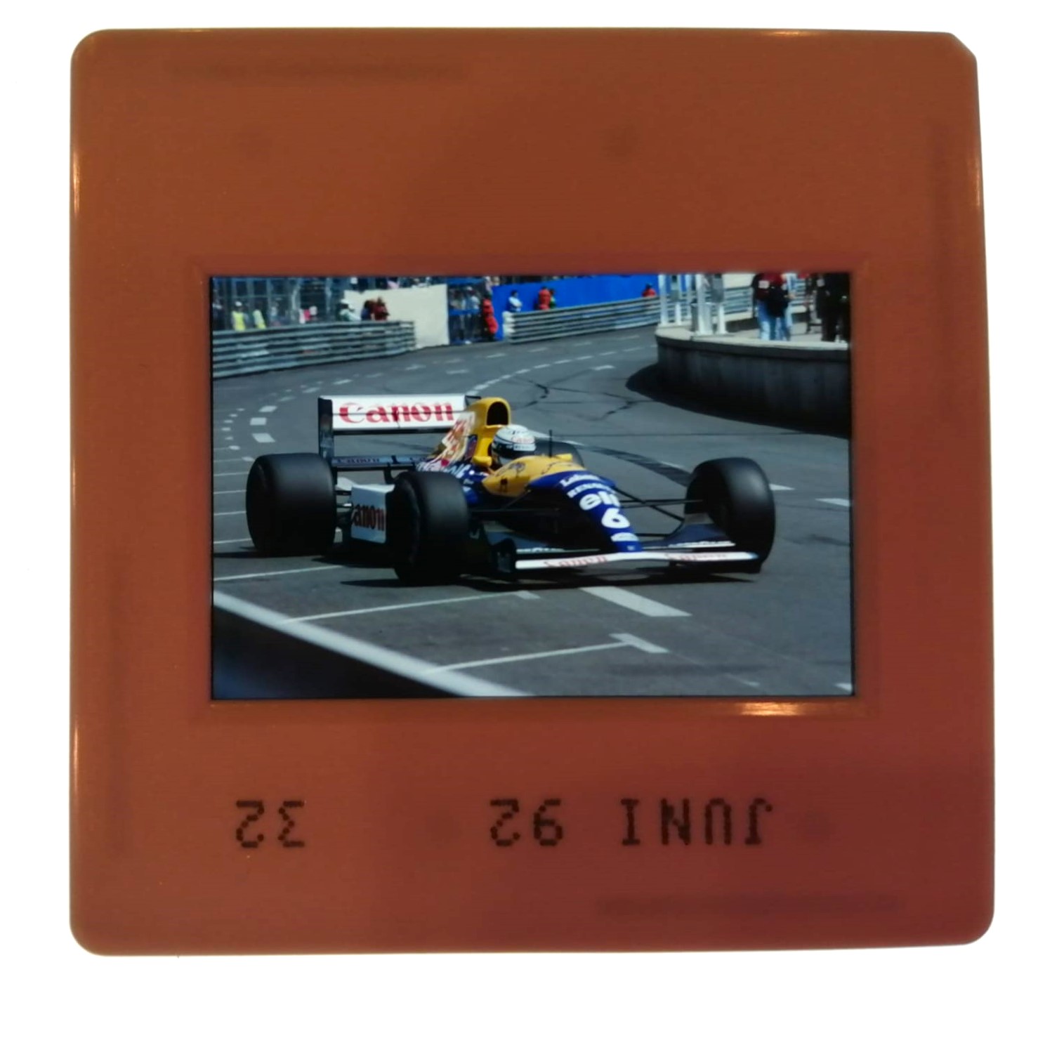 altes Presse Foto DIA, Riccardo Patrese, Williams Renault, Formel 1 Grand Prix Monaco 1992, 5x5cm