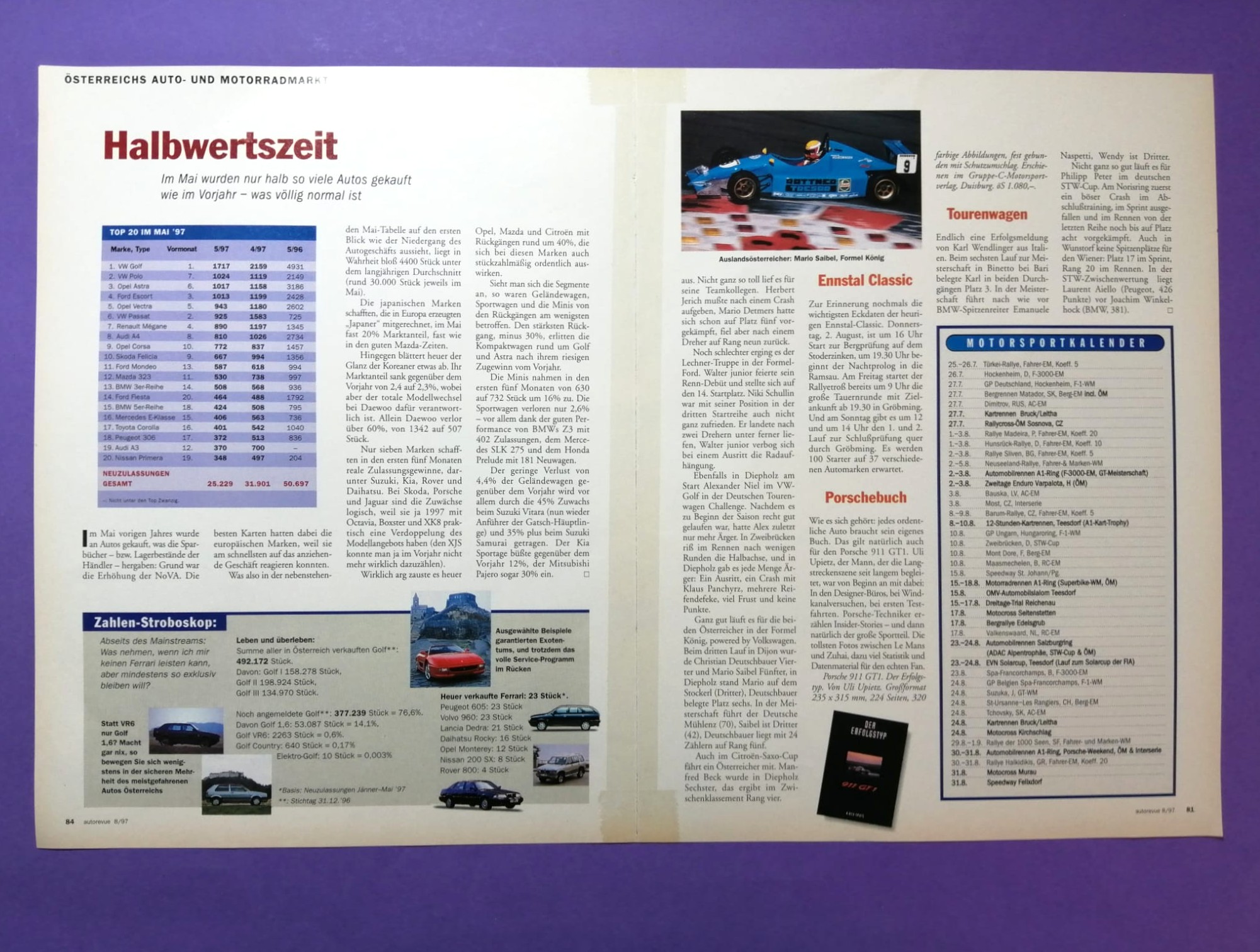 altes AGIP Poster, Alexander Wurz, Benetton Renault, Formel 1 Grand Prix Groß Britanien Silverstone 1997, 28x42cm