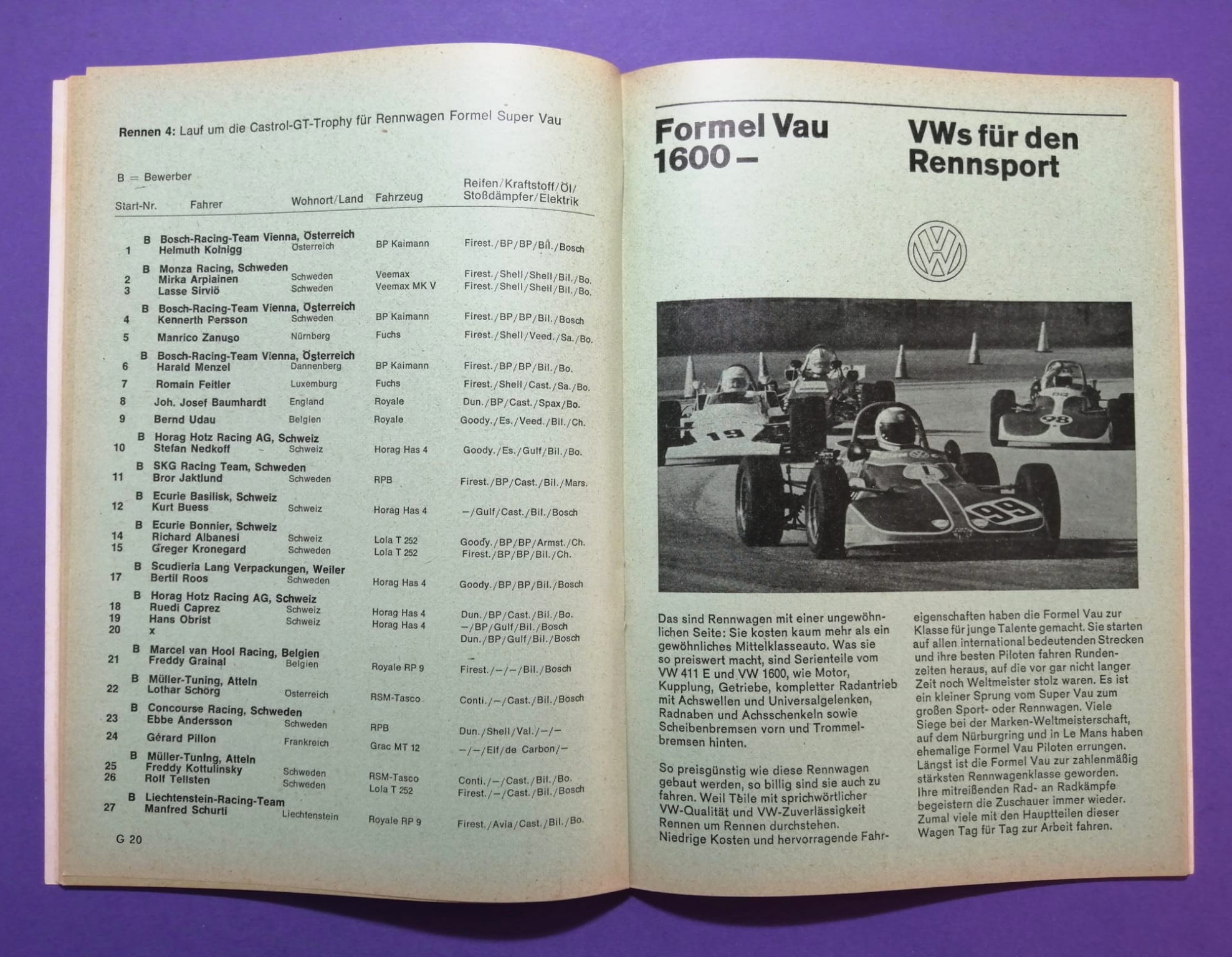RARITÄT! altes Rennprogramm, 500km Eifelpokal Rennen Nürburgring Nordschleife 1972, Ford Capri DRM, Formel V, Helmut Koinigg, Renault Alpine,..