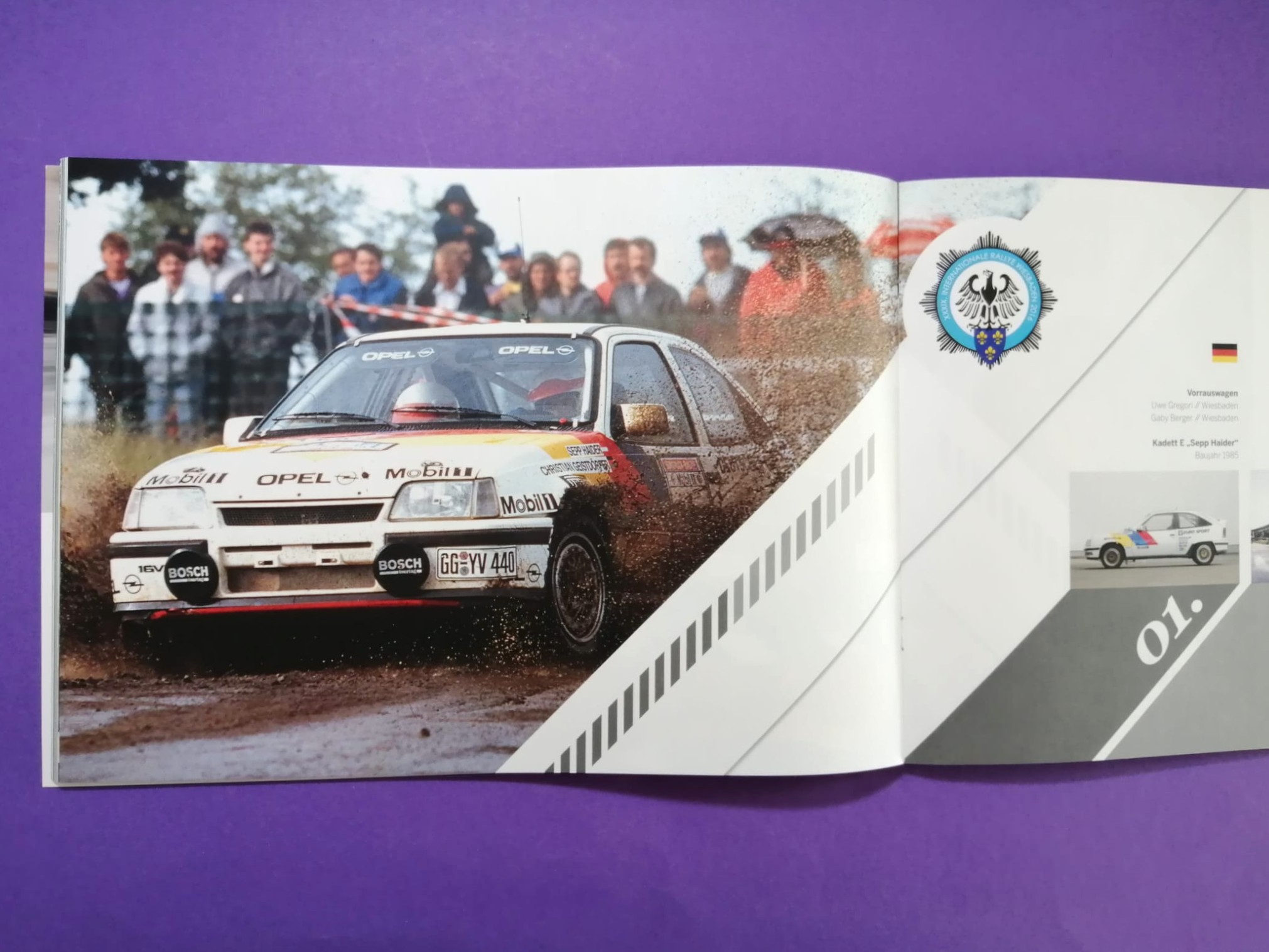 Programmheft, Oldtimer Rallye Wiesbaden 2016, Cover Ford Cortina MKII, im Heft Rallye Opel Kadett E GSi Sepp Haider