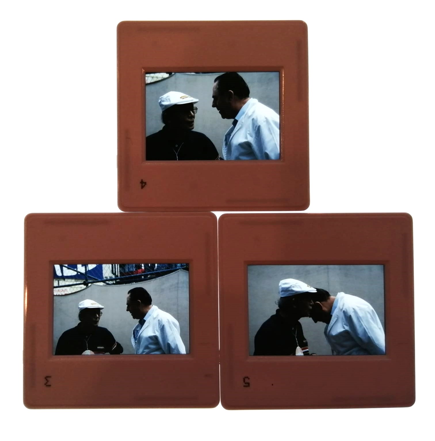3 Stück alte Presse Foto DIAs, Jack Brabham, Formel 1 Grand Prix Monaco 1988, 5x5cm 