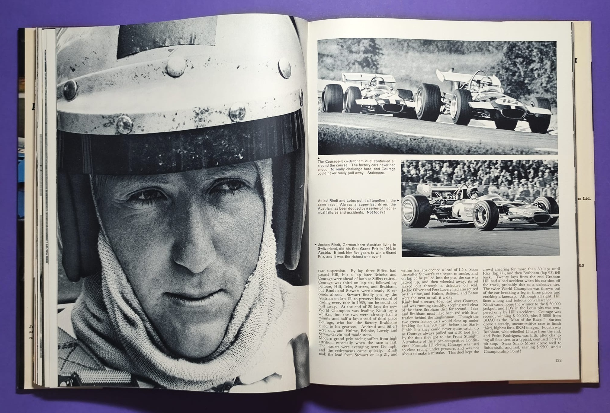 altes Buch, Automobile Year 1969-1970, Ford Capri, Opel Manta,.. Formel 1, LeMans, Rallye, Indy Car,.. Jochen Rindt, Hill, Ickx, Siffert, Stewart,.. Lotus, Ferrari, Porsche 917, Matra,.. ENGLISCH!