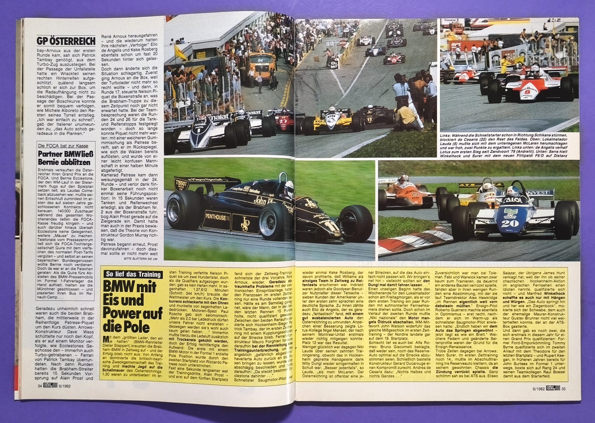alte Zeitschrift Magazin Heft, Rallye Racing, 9. September 1982, Formel 1 Grand Prix Österreichring, Sieger Elio de Angelis, John Player Lotus